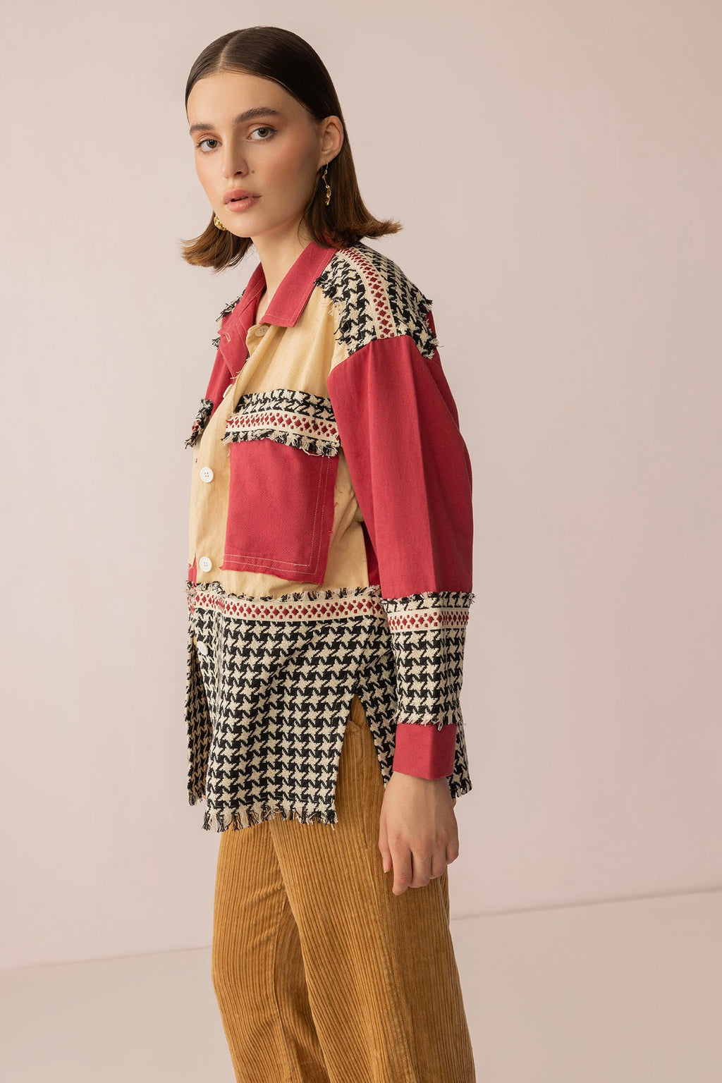 Mabel’s Moonshine Stitch Shacket in Red Clay