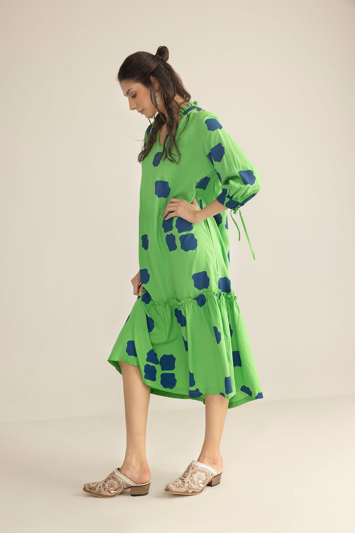 Abstract Eden Long Dress in Neon Ink