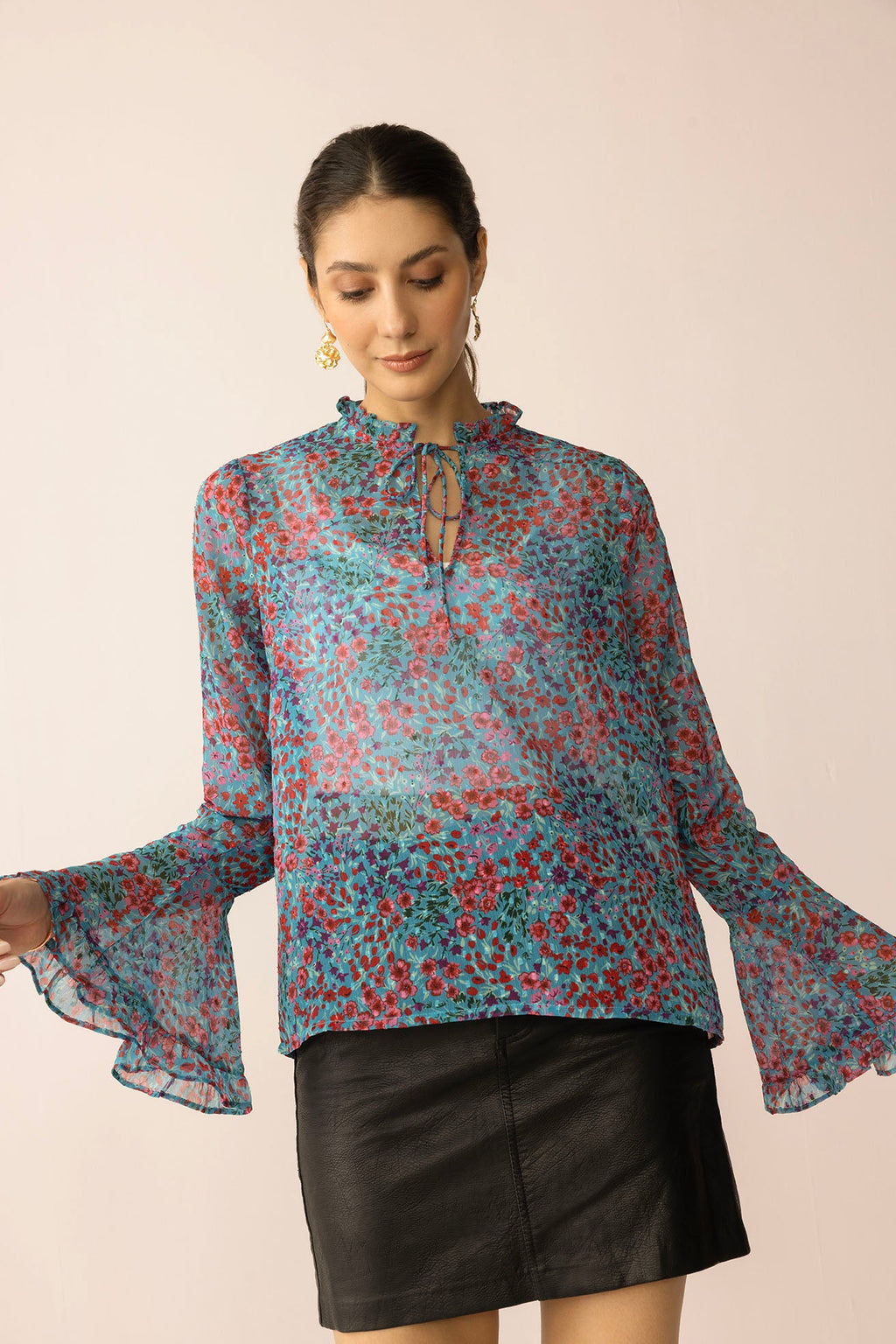 Rosette Reverie Top in Blue