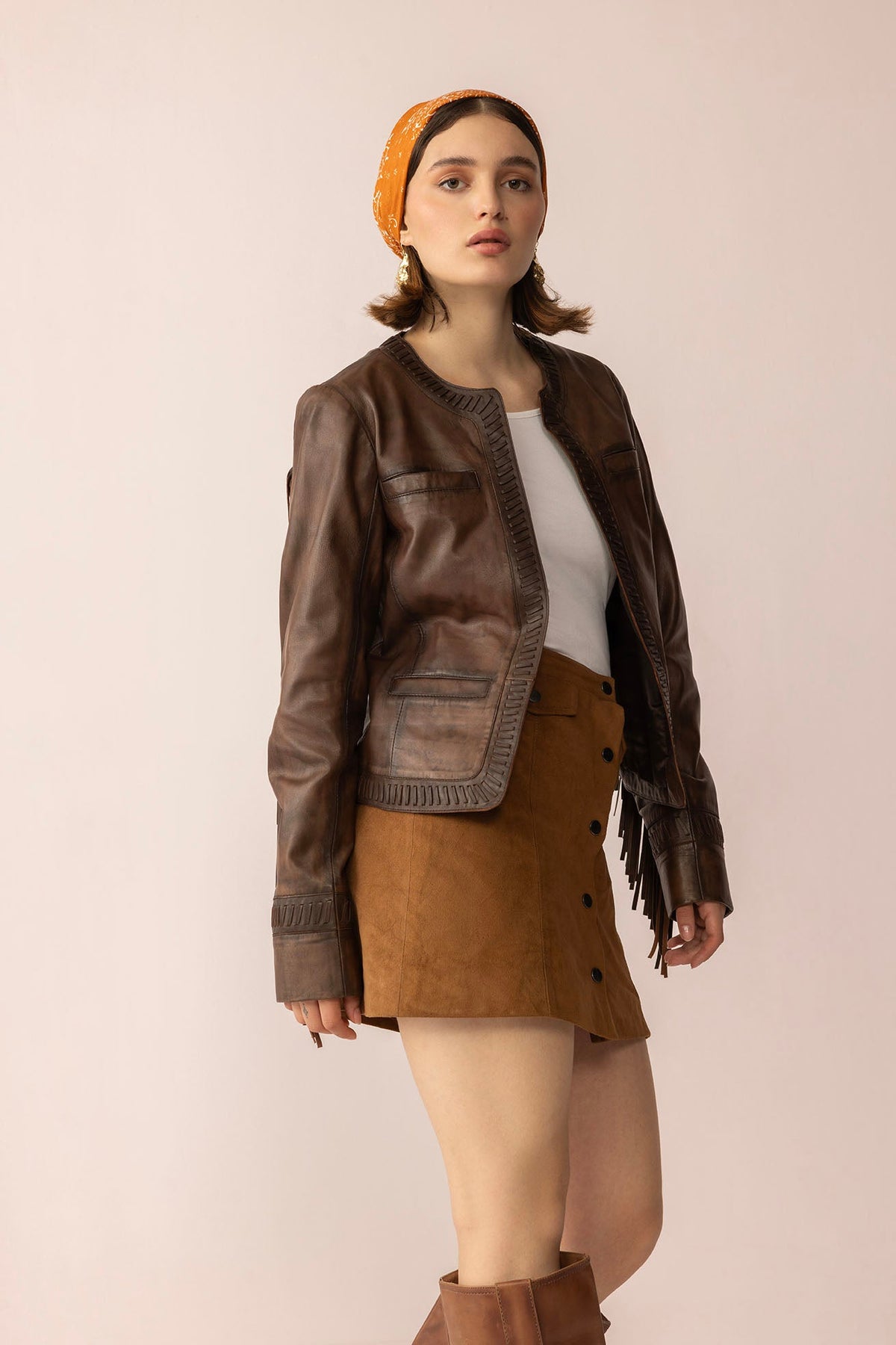 The Outlaw Edit Leather Jacket in Dusk Brown