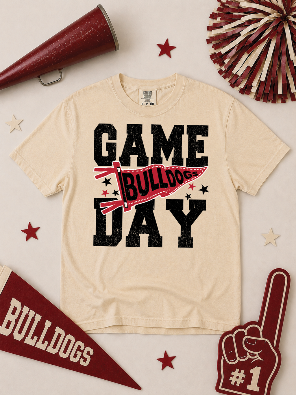 Custom Game Day Pennant Graphic Comfort Color T-Shirt