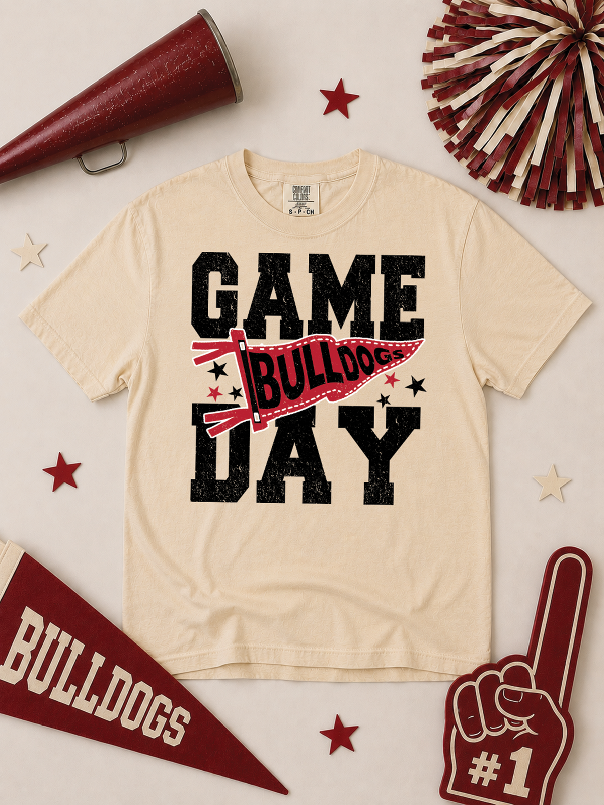 Custom Game Day Pennant Graphic Comfort Color T-Shirt