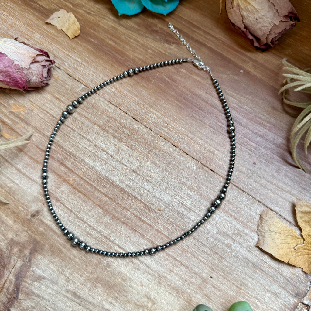 3mm 16 inch Graduated Sterling Silver Pearl Necklace
