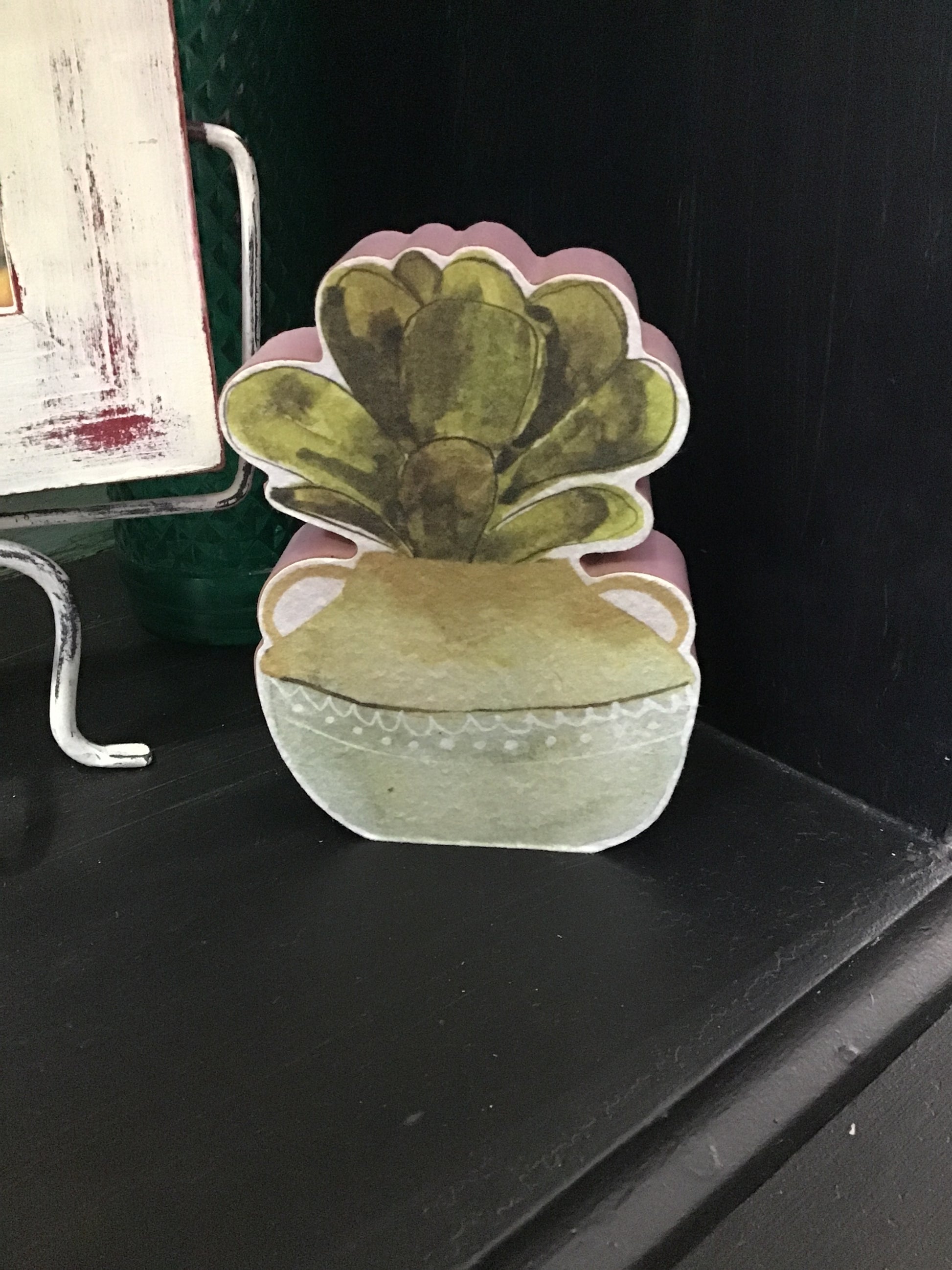 Succulent wood shelf decal