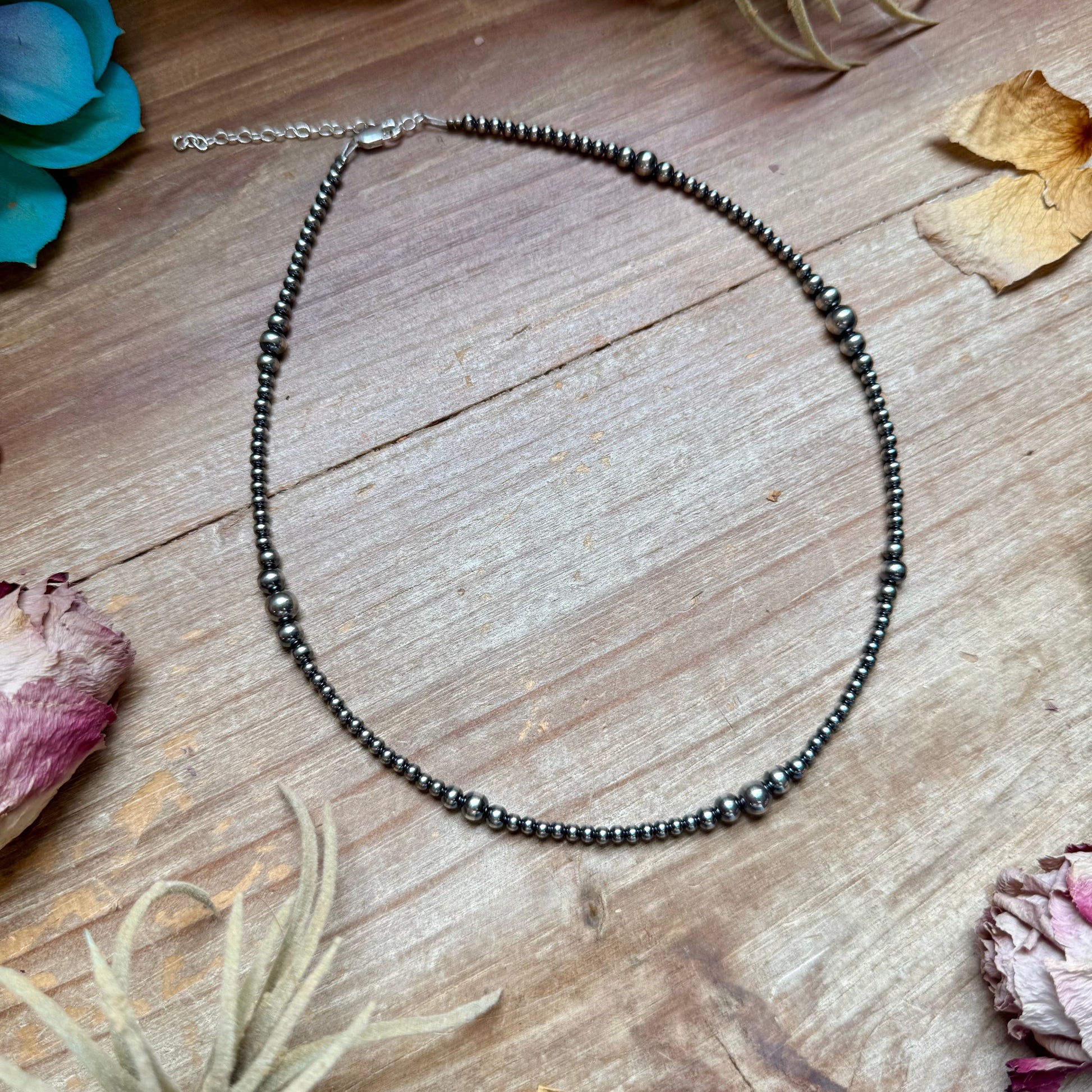 3mm 16 inch Graduated Sterling Silver Pearl Necklace