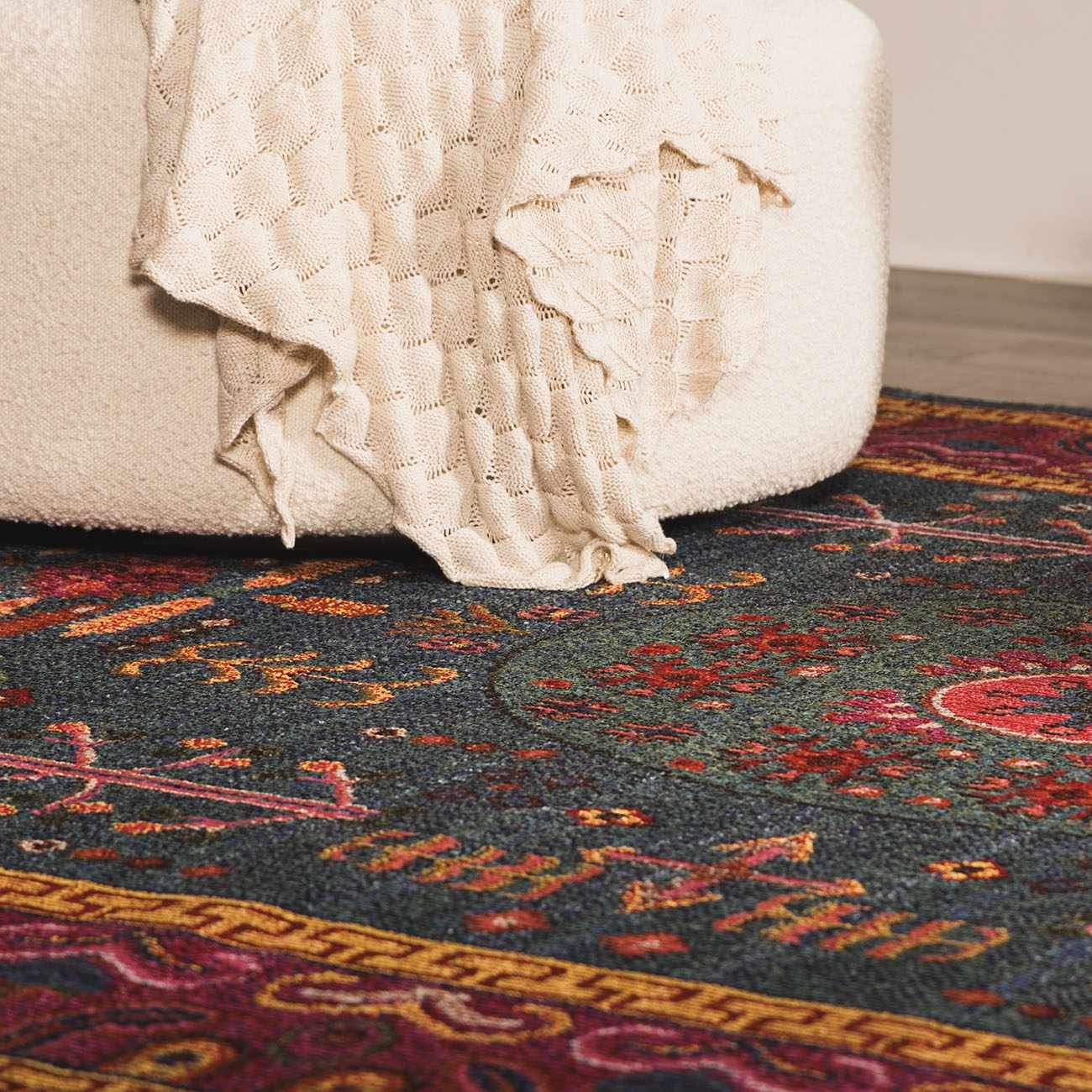 Cleveland Colorful Traditional Area Rug - Teal, Aqua, Navy