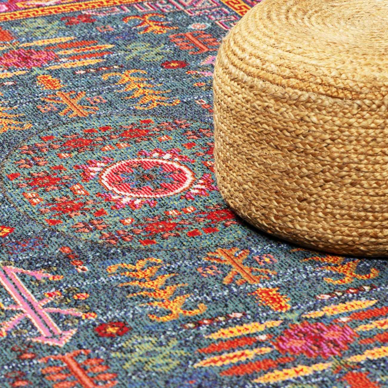 Cleveland Colorful Traditional Area Rug - Teal, Aqua, Navy