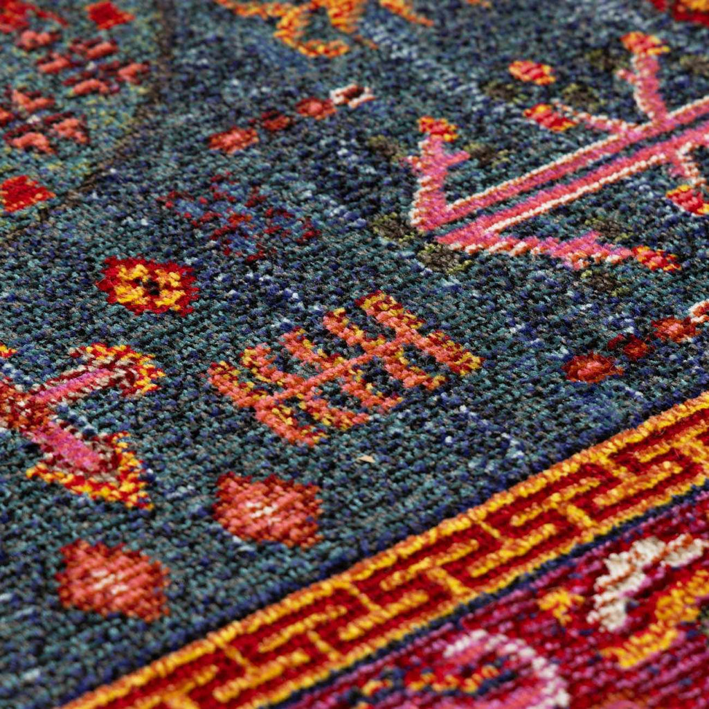 Cleveland Colorful Traditional Area Rug - Teal, Aqua, Navy