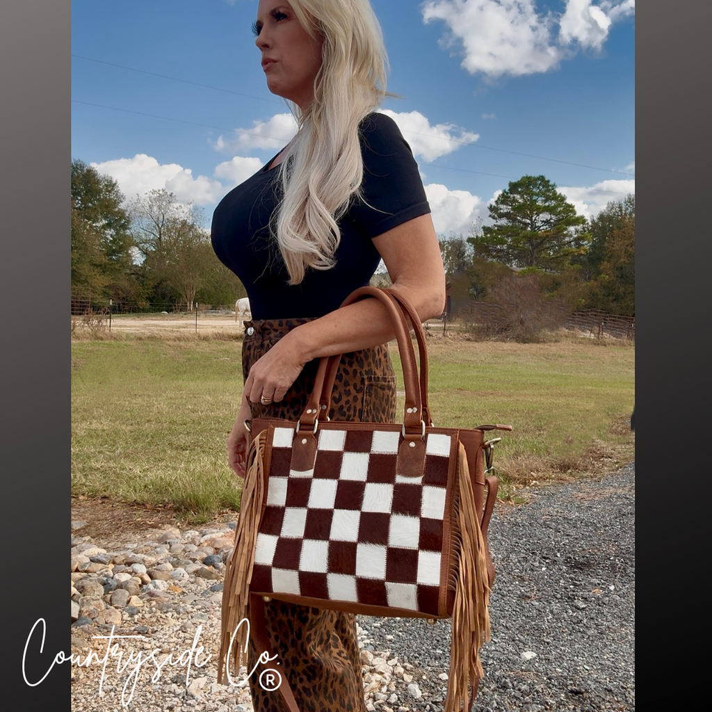 Canyon Check Cowhide Concealed Carry Purse