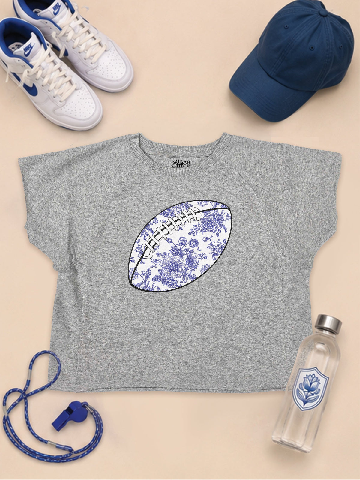 Chinoiserie Game Day Football Graphic Edgy Shirt