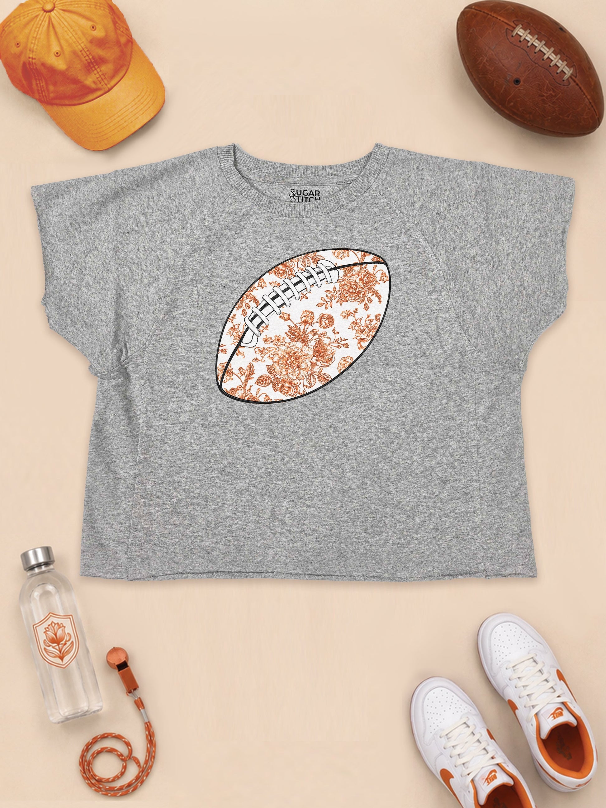 Chinoiserie Game Day Football Graphic Edgy Shirt