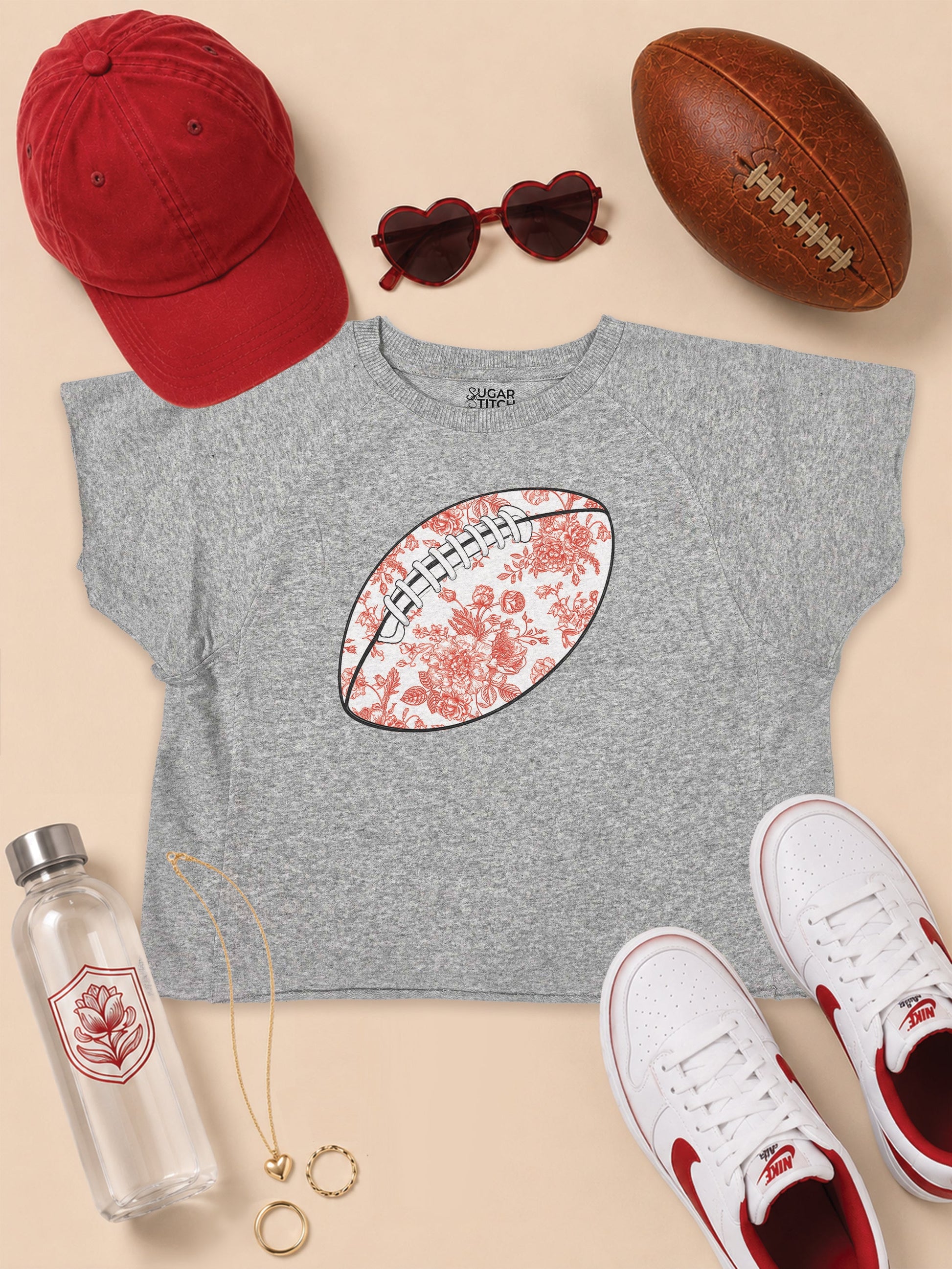 Chinoiserie Game Day Football Graphic Edgy Shirt