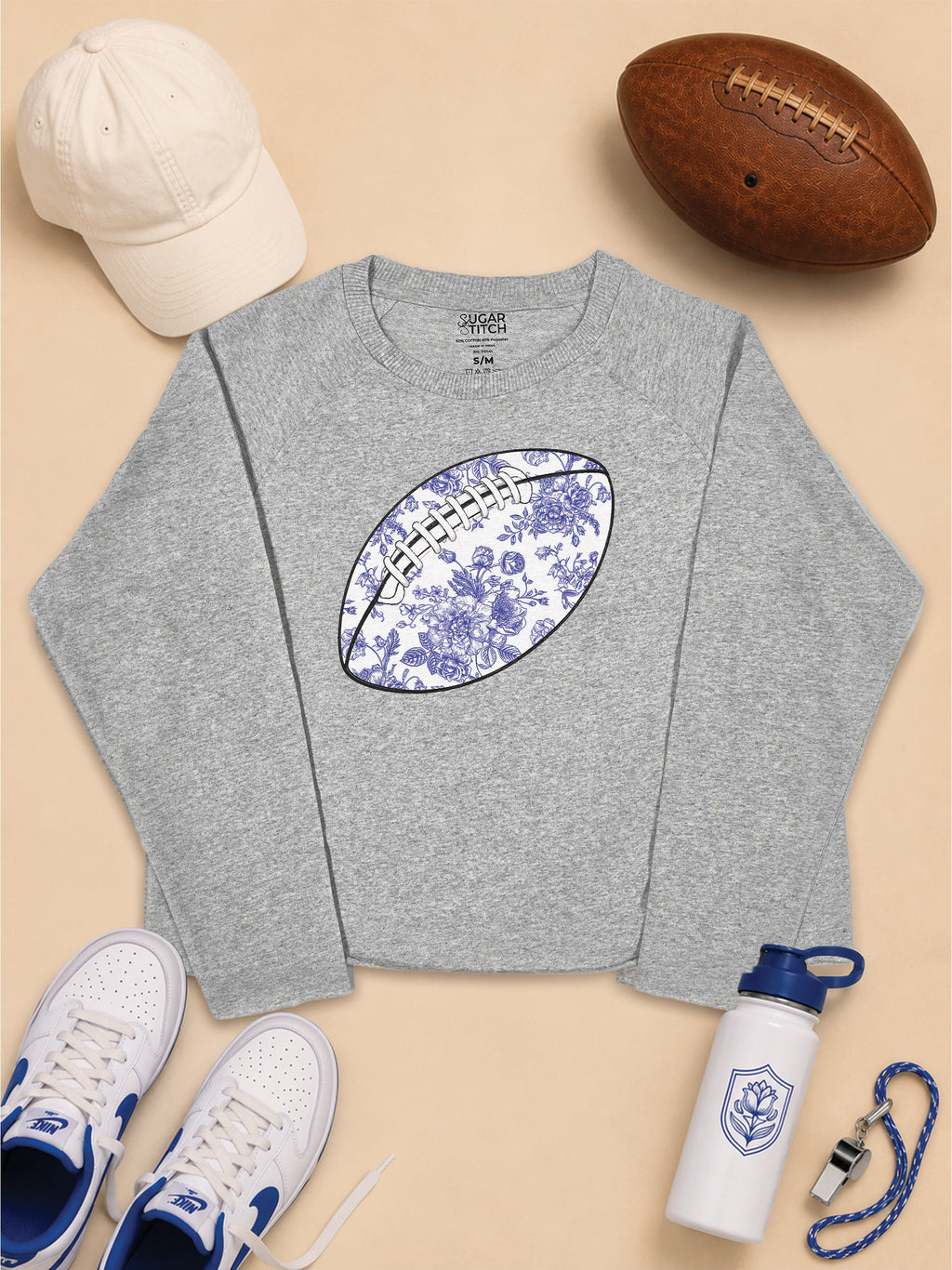Chinoiserie Game Day Football Graphic Long Sleeve Edgy Shirt