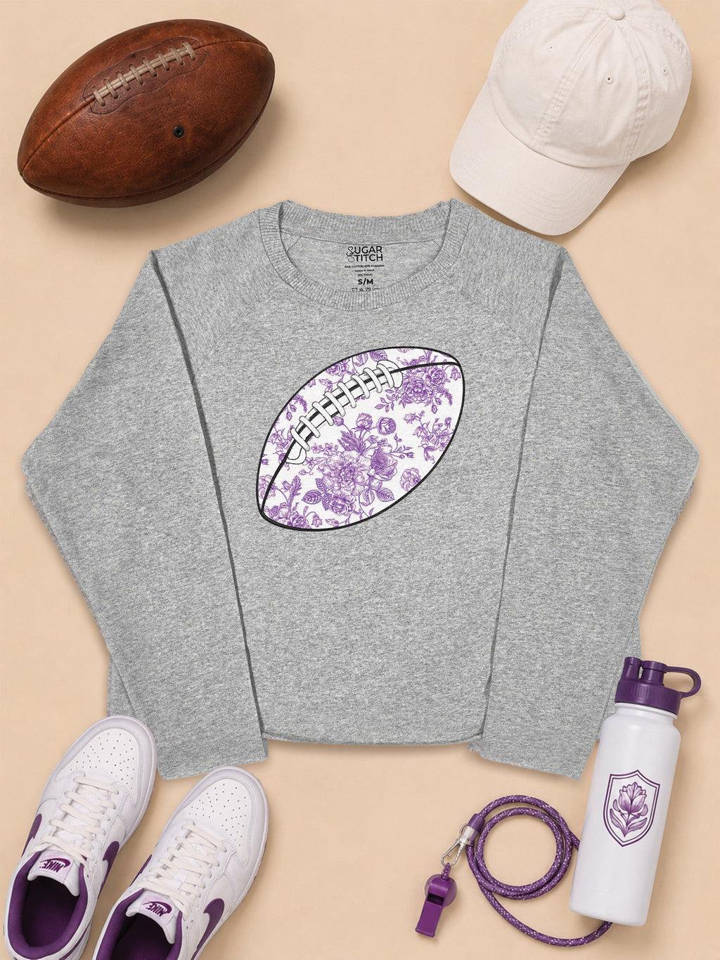 Chinoiserie Game Day Football Graphic Long Sleeve Edgy Shirt