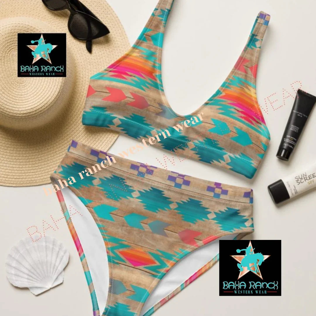Yeehaw Sunset Aztec Bikini Small