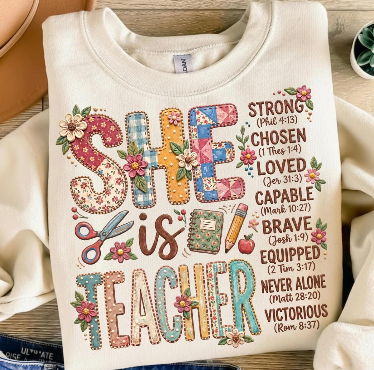 She Is Teacher Christian Shirt – Graphic Tee, Long Sleeve & Crewneck.