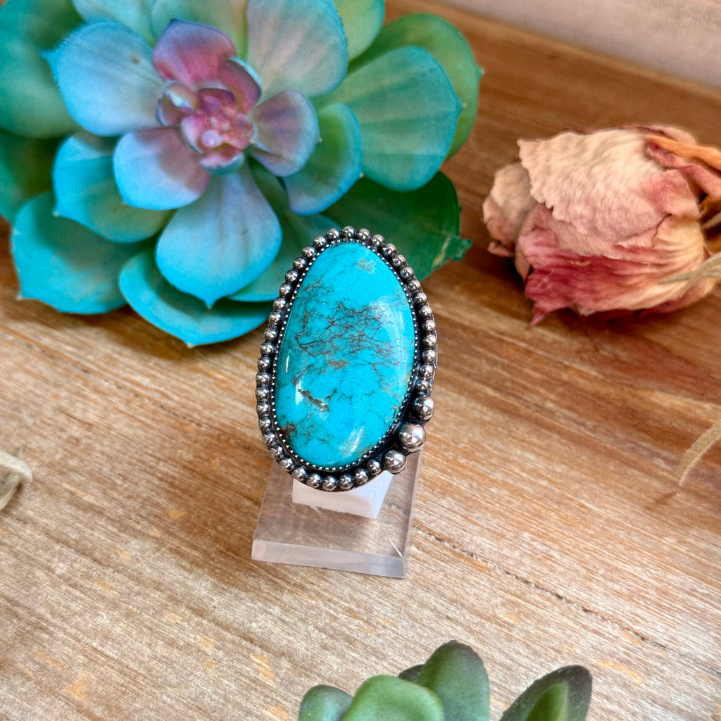 MJ Blue Turquoise Adjustable Ring