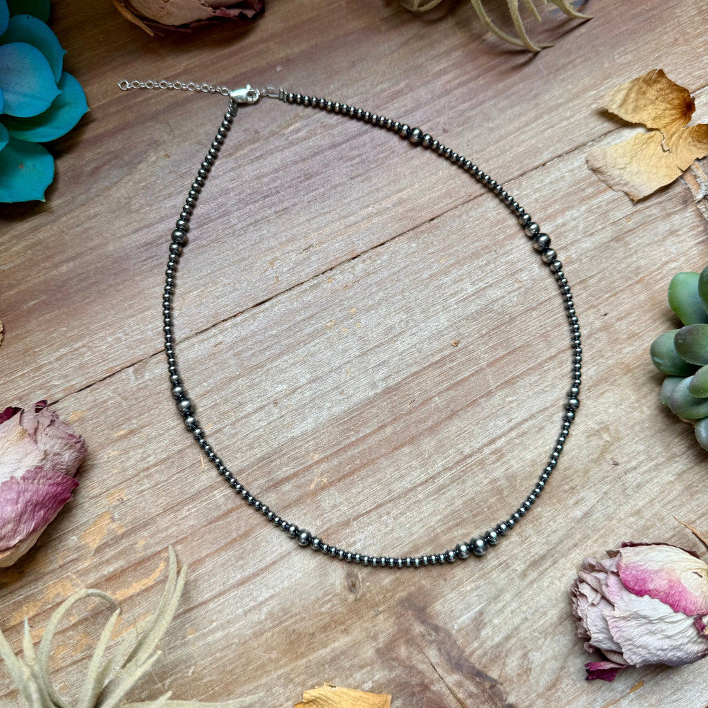 3mm 18 inch Graduated Sterling Silver Pearl Necklace