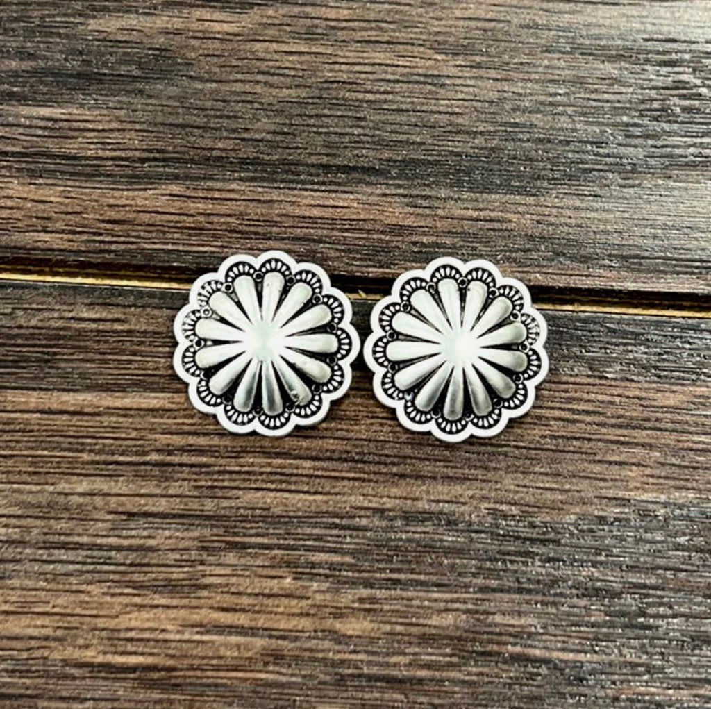 Faux Concho Stud Earrings