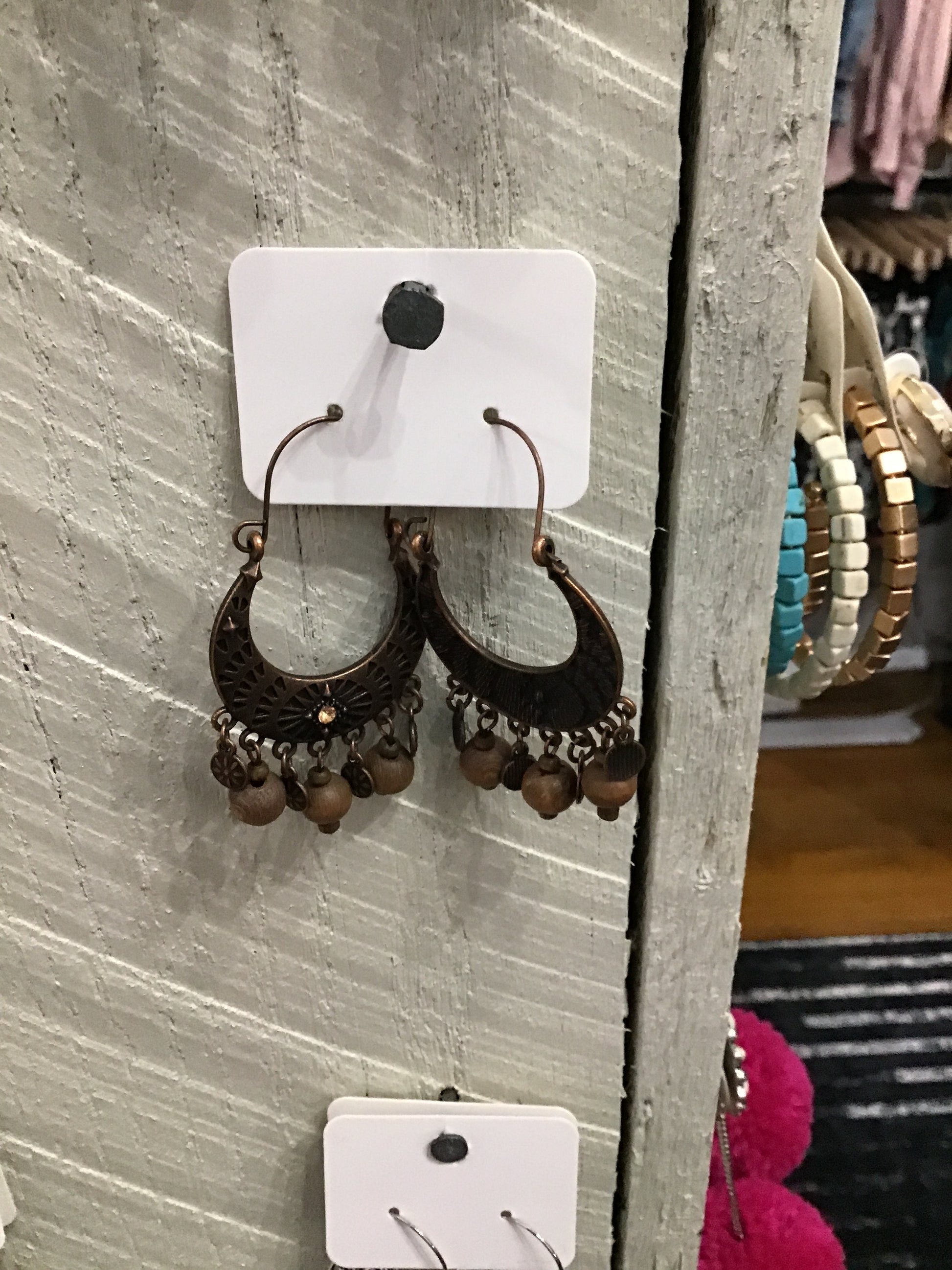 Brown moon earrings