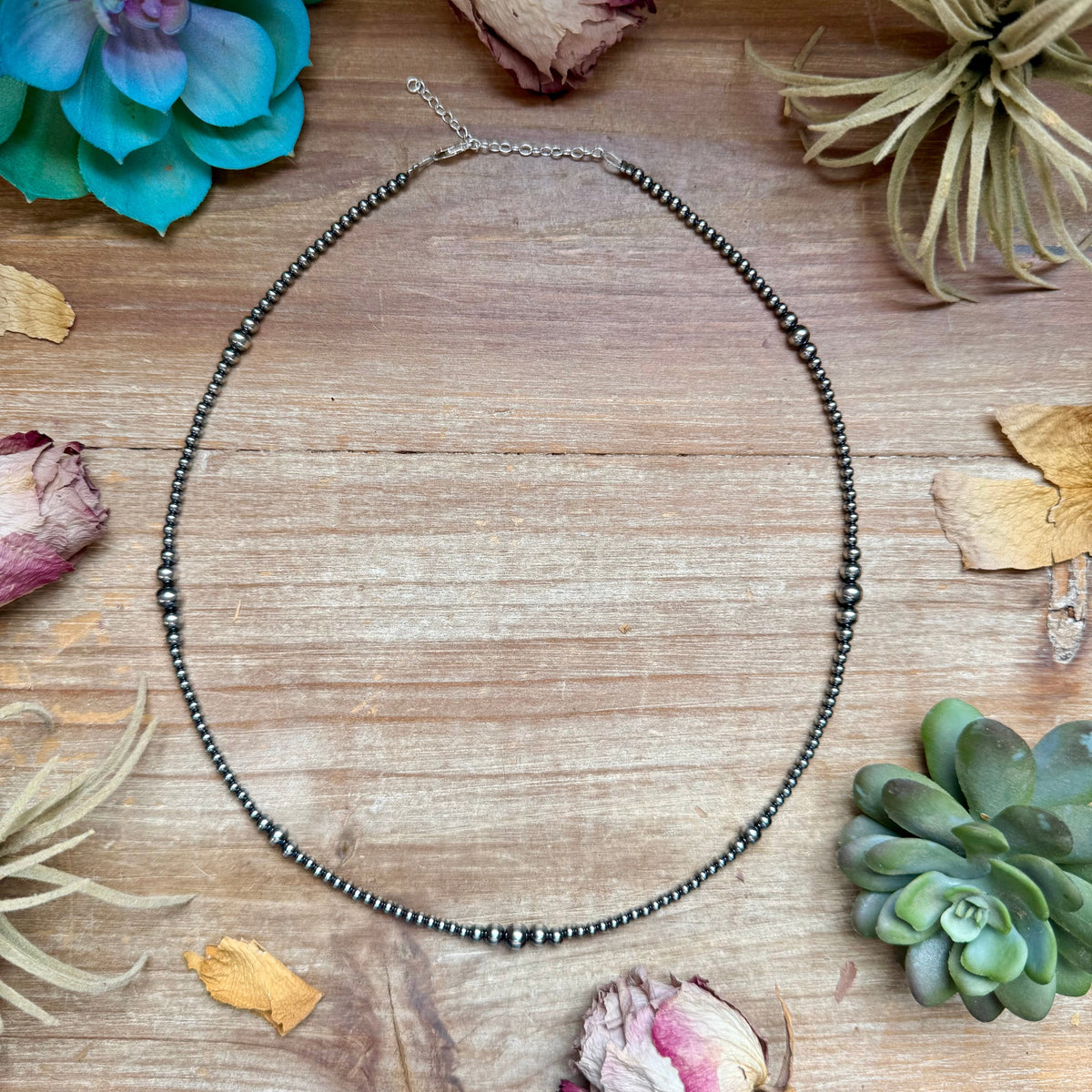 3mm 20 inch Graduated Sterling Silver Pearl Necklace