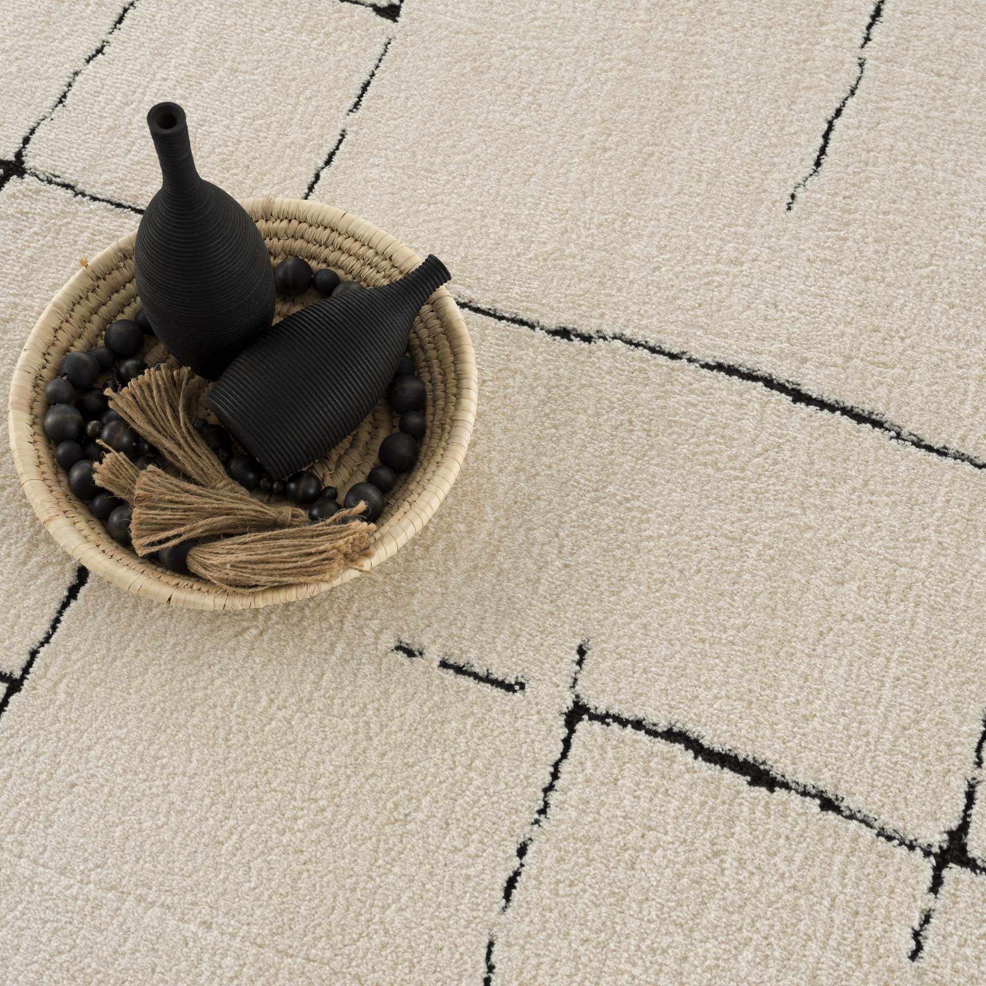 Koume Beige Maze Area Rug
