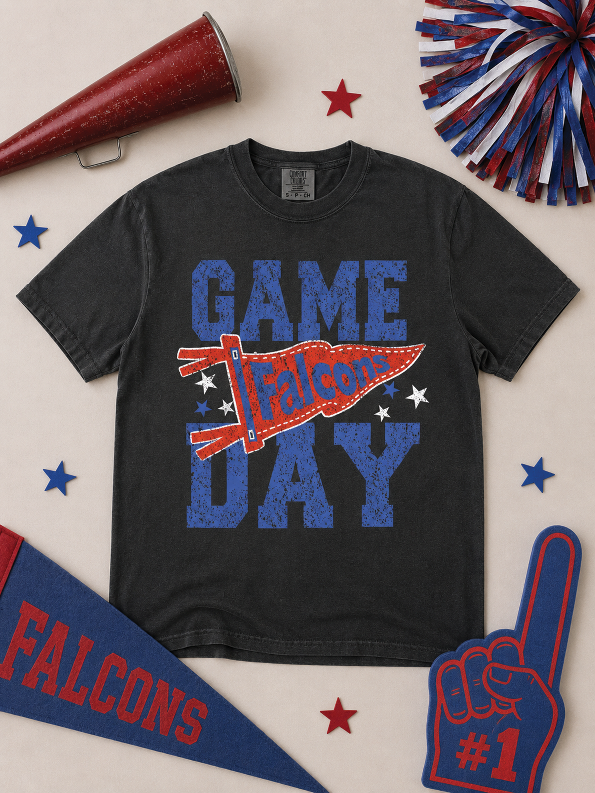 Custom Game Day Pennant Graphic Comfort Color T-Shirt