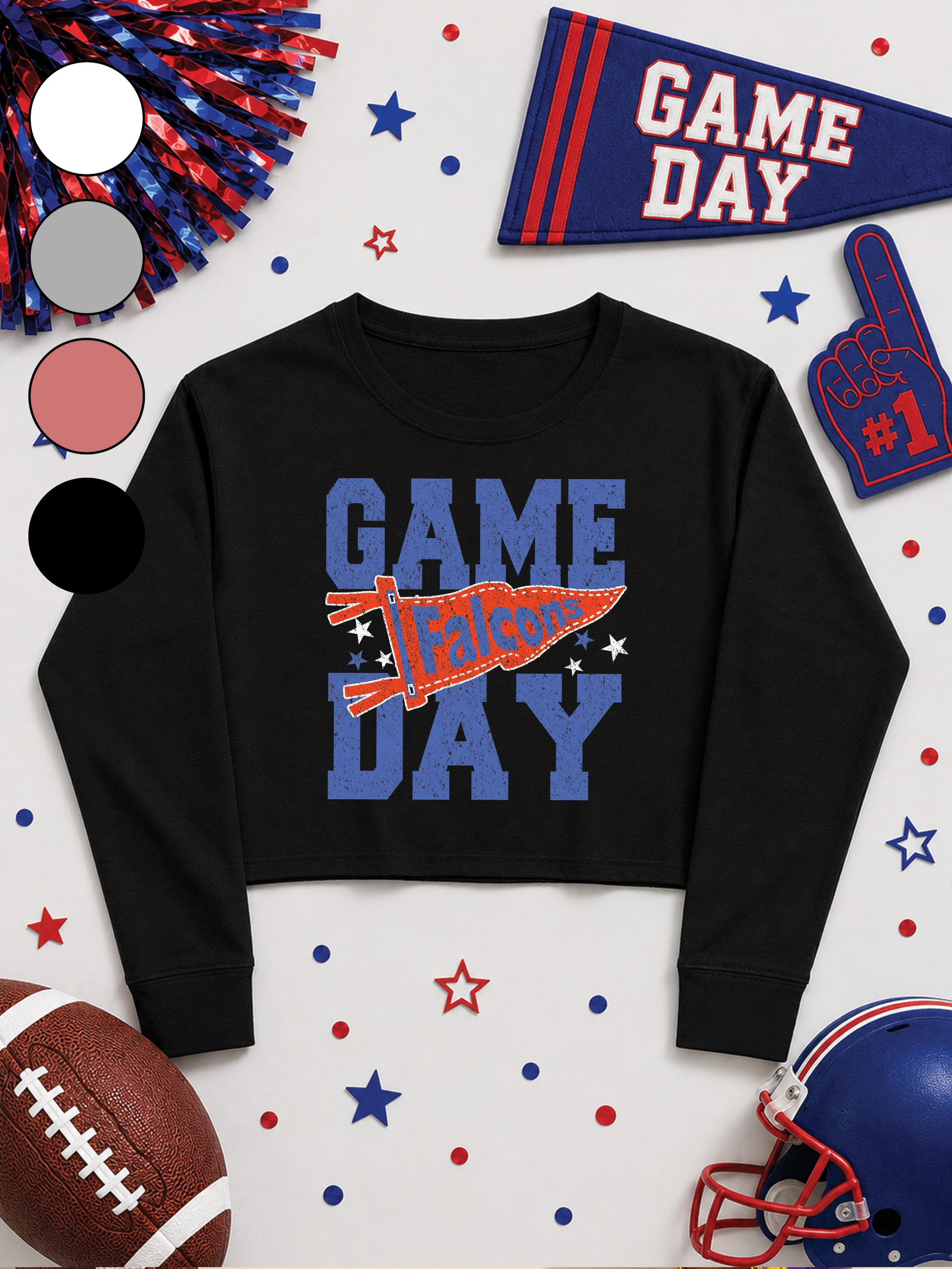 Custom Game Day Pennant Graphic Cropped Sweatshirt