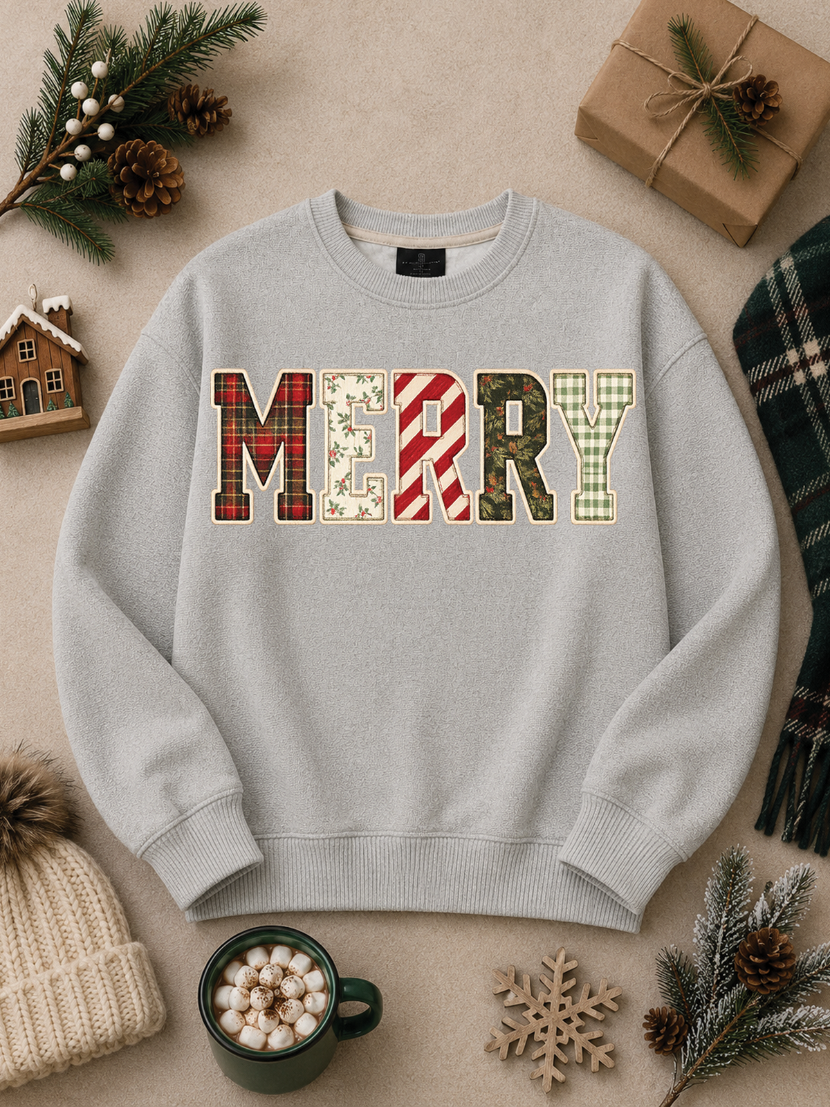 Festive Merry Graphic Nantucket Sweatshirt