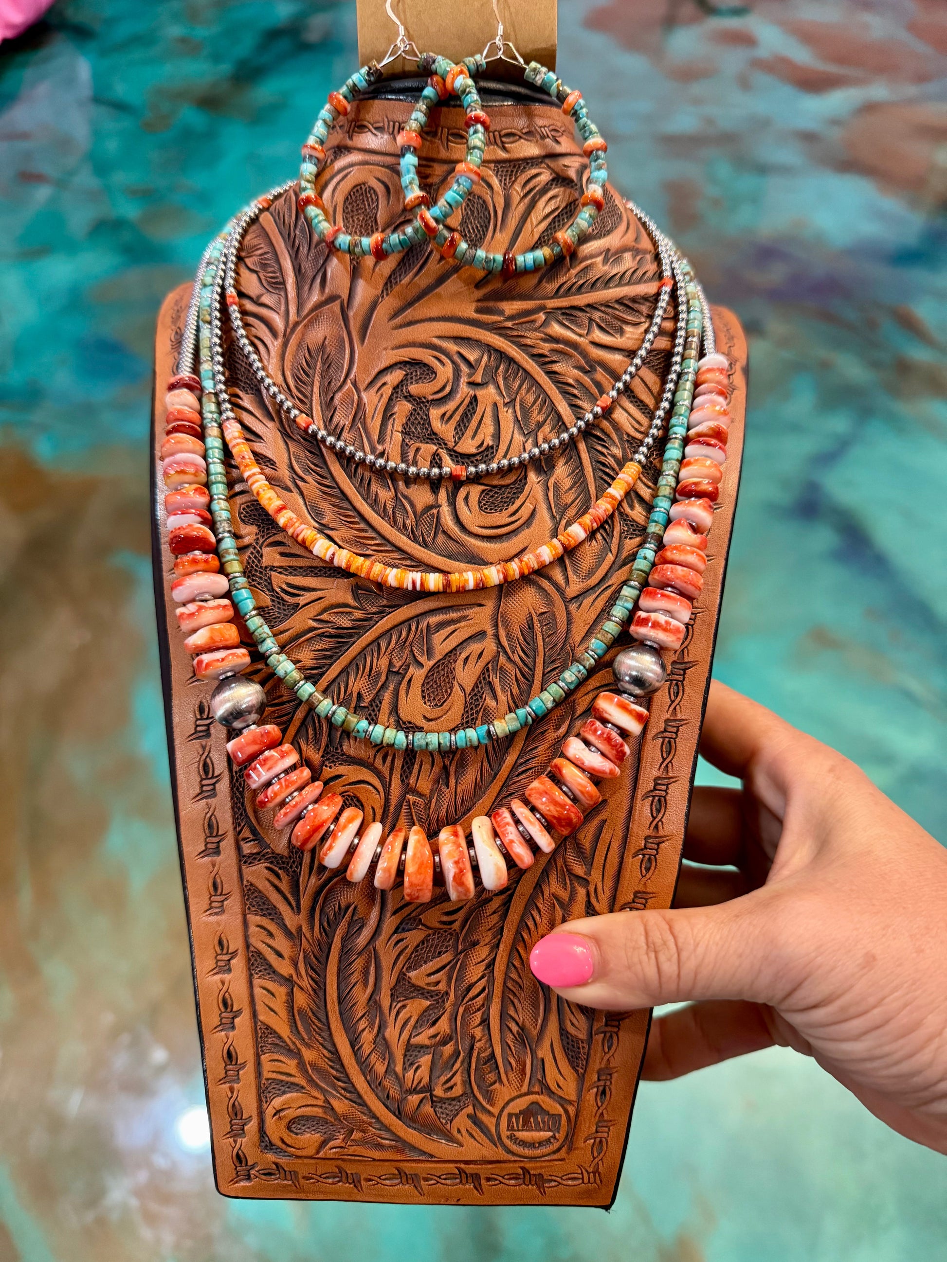 Spiny Oyster & Turquoise 5-Piece Jewelry Stack