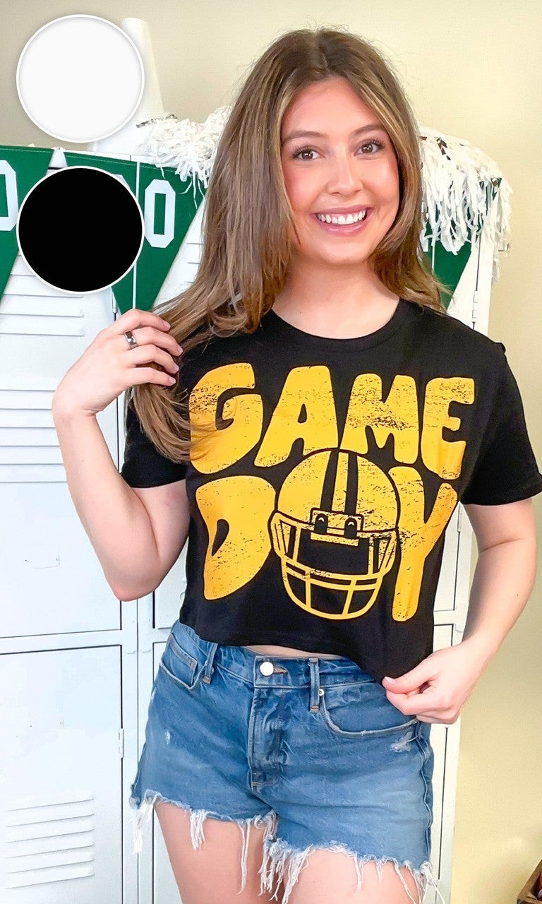 Game Day Football Helmet Graphic Crop Top