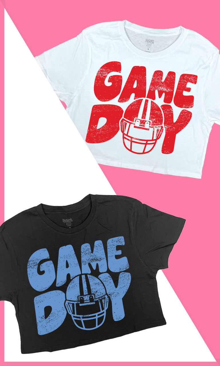 Game Day Football Helmet Graphic Crop Top