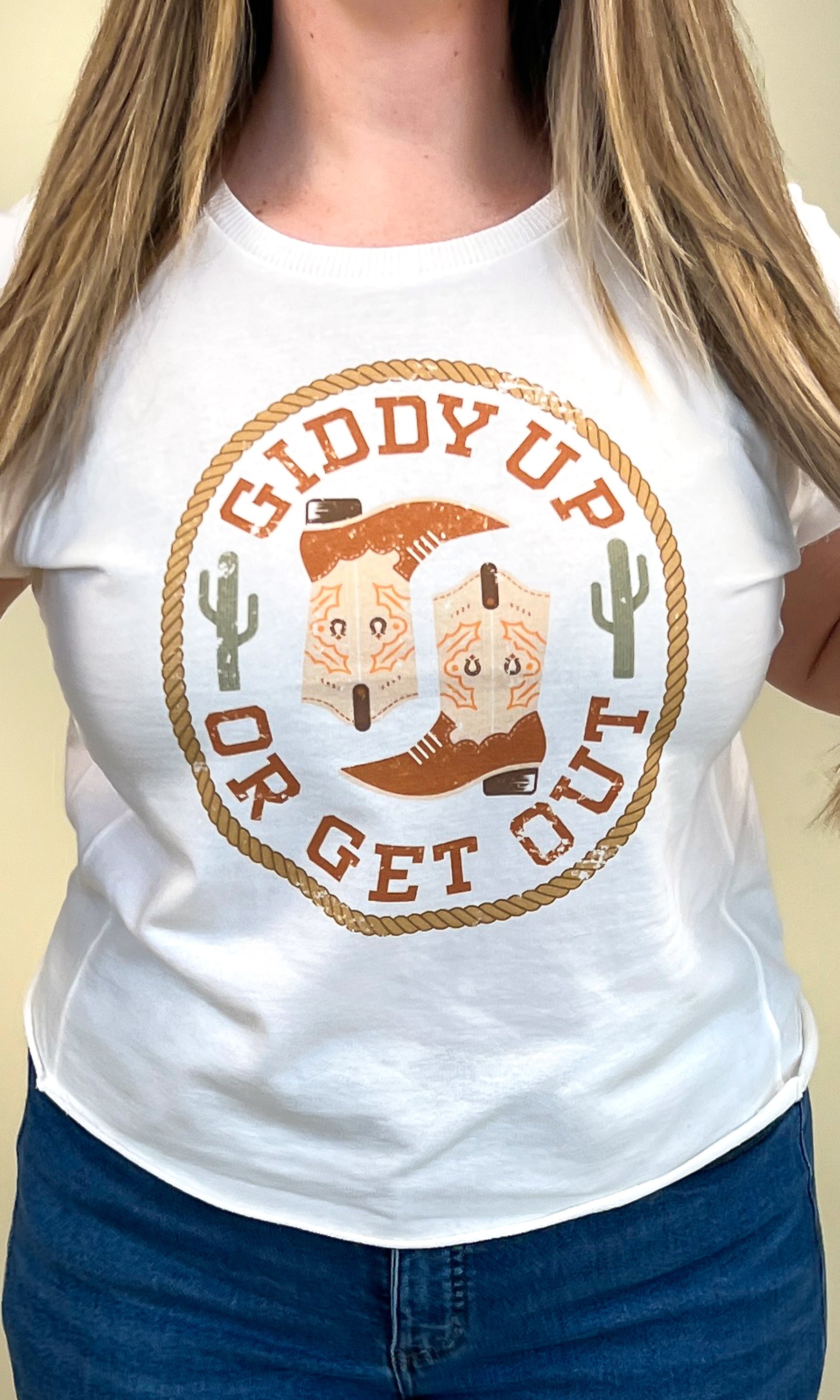 Giddy Up or Get Out Edgy Graphic Shirt