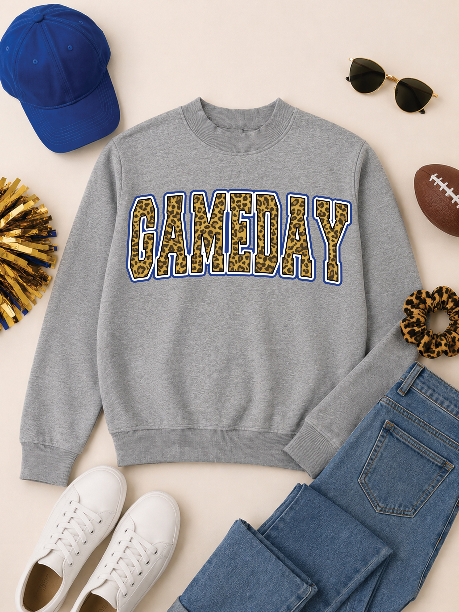 Game Day Block Graphic Mock Neck Sweatshirt