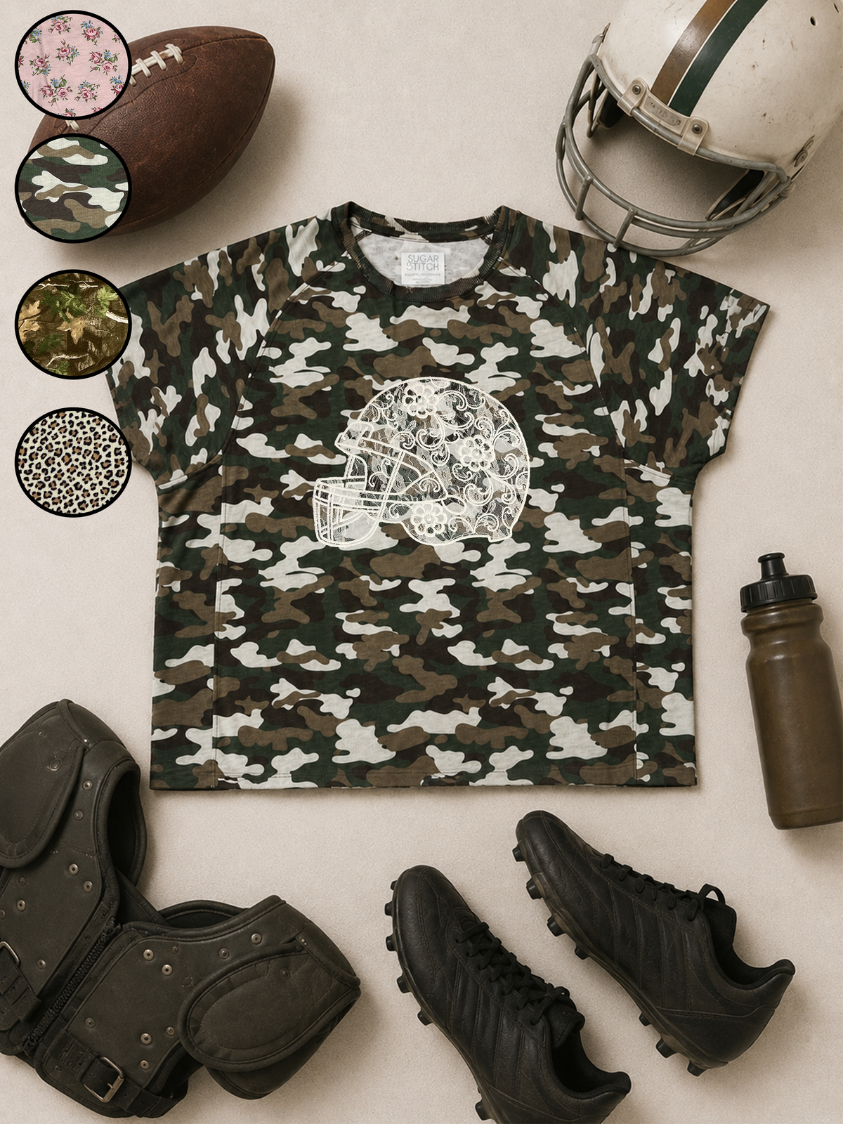 Football Helmet Lace Graphic AOP Edgy Graphic Shirt