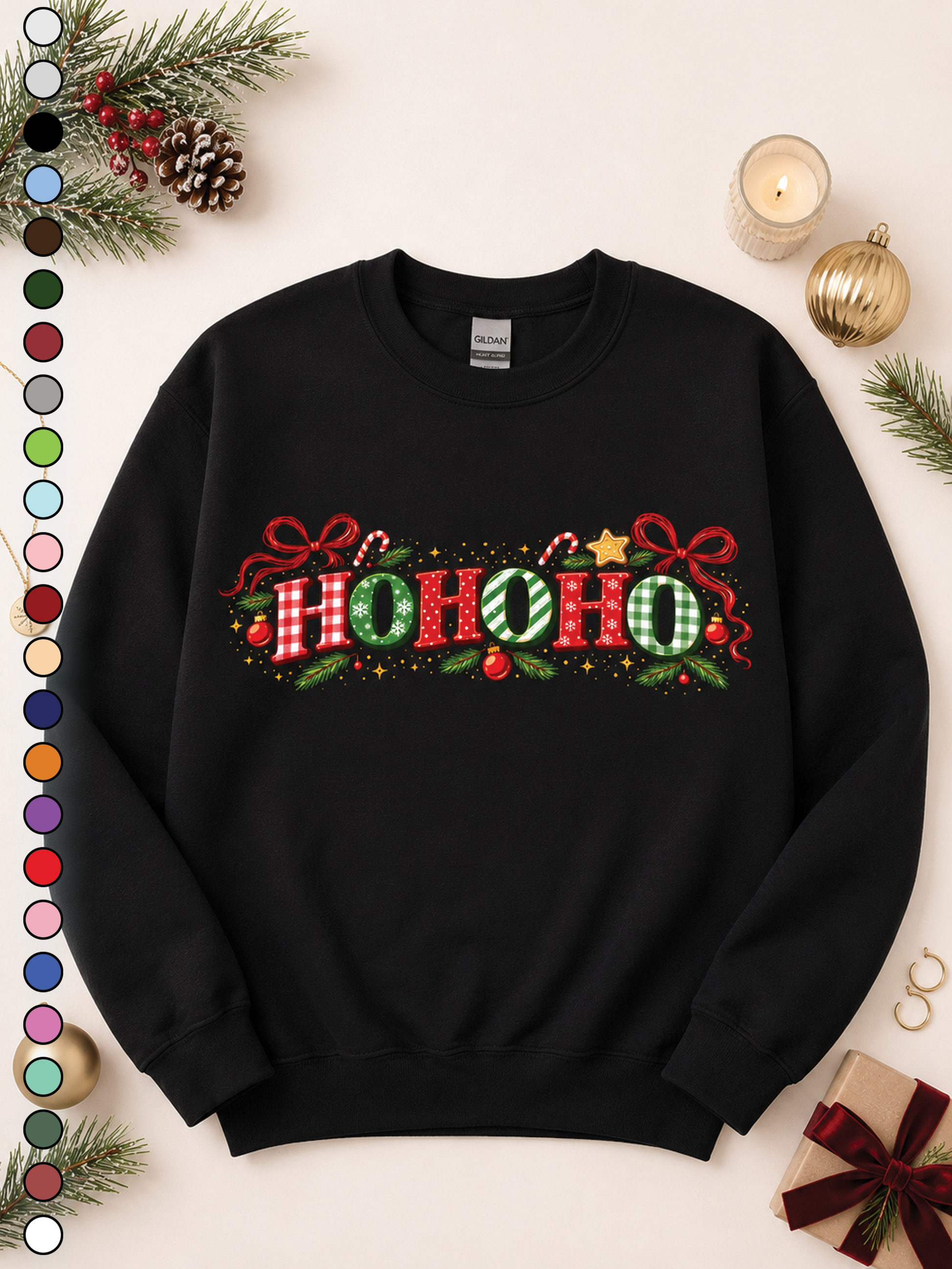 Ho Ho Ho Christmas Holiday Mixed Graphic Sweatshirt