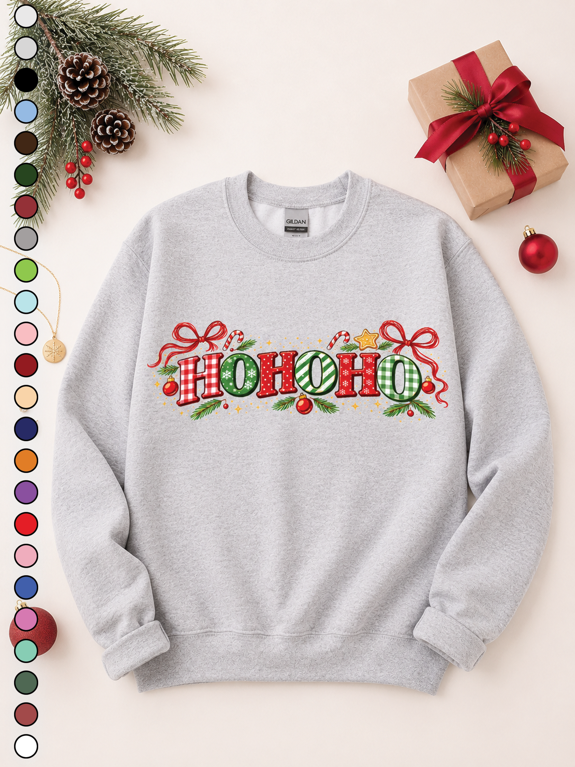 Ho Ho Ho Christmas Holiday Mixed Graphic Sweatshirt