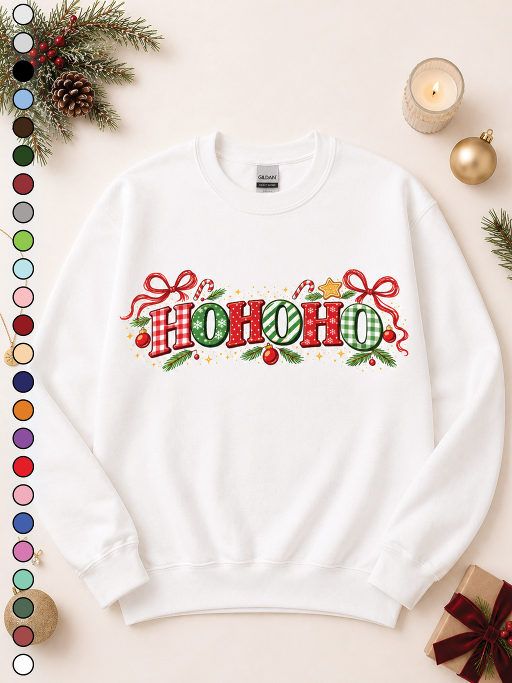 Ho Ho Ho Christmas Holiday Mixed Graphic Sweatshirt