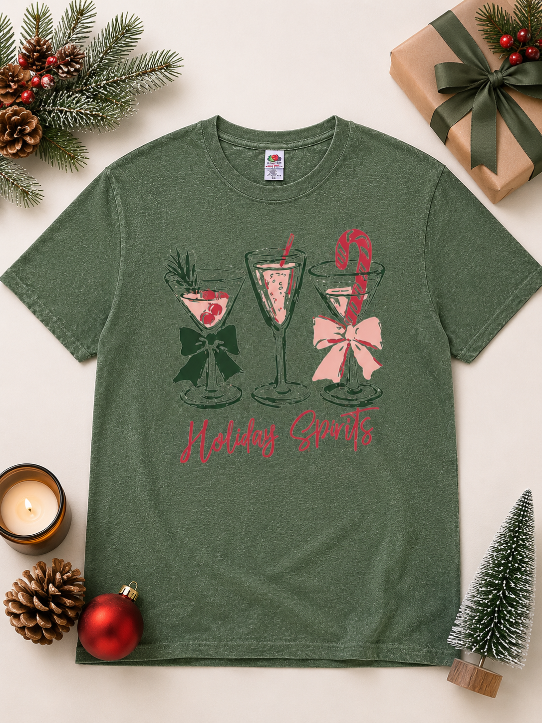 Holiday Spirits Burnout Graphic T-Shirt