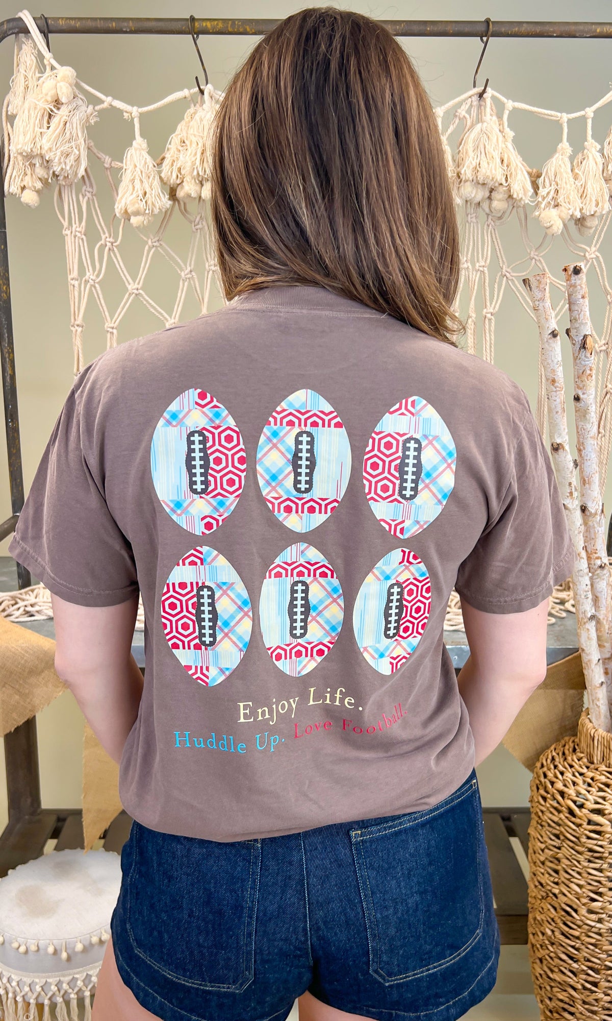 Huddle Up Love Football Comfort Color Graphic T-Shirt