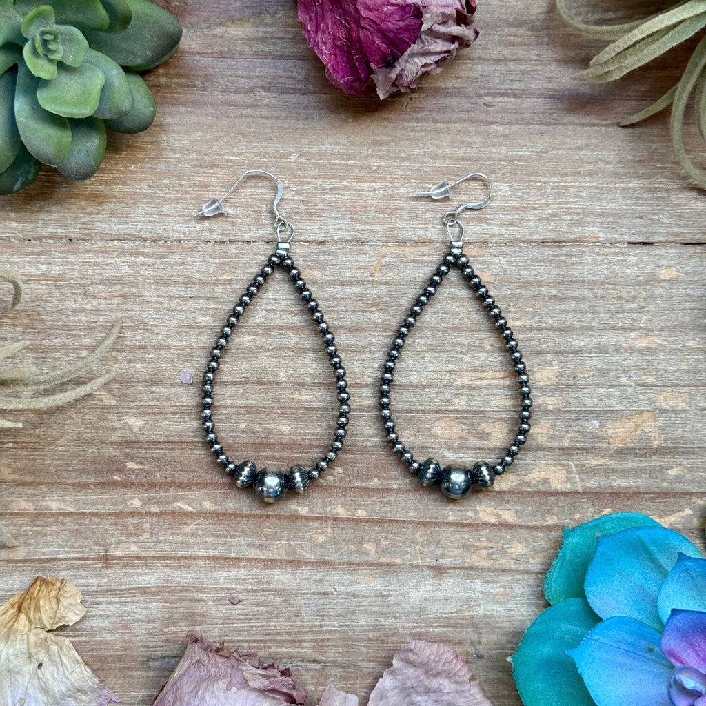 Sterling Silver Pearl Teardrop Earrings – 8 mm in the middle