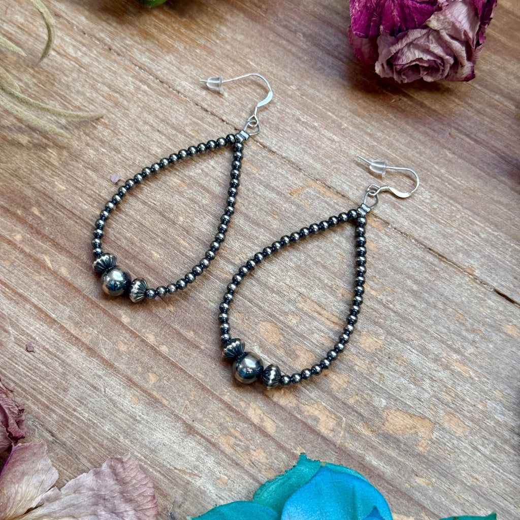 Sterling Silver Pearl Teardrop Earrings – 8 mm in the middle