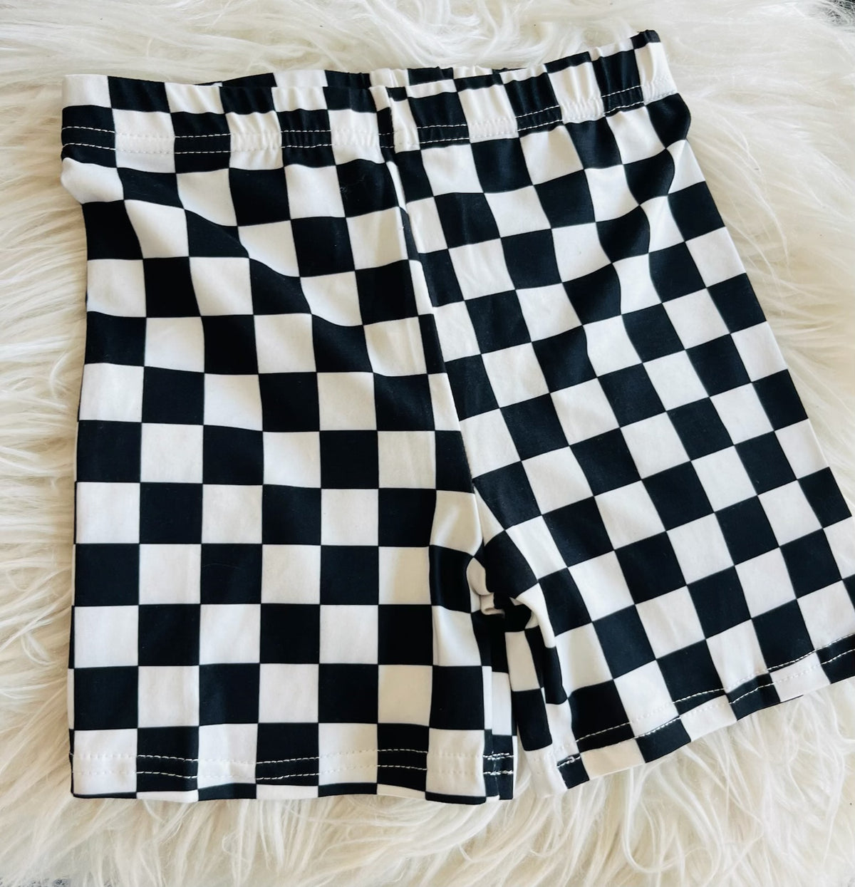Girls Checkered Biker Shorts