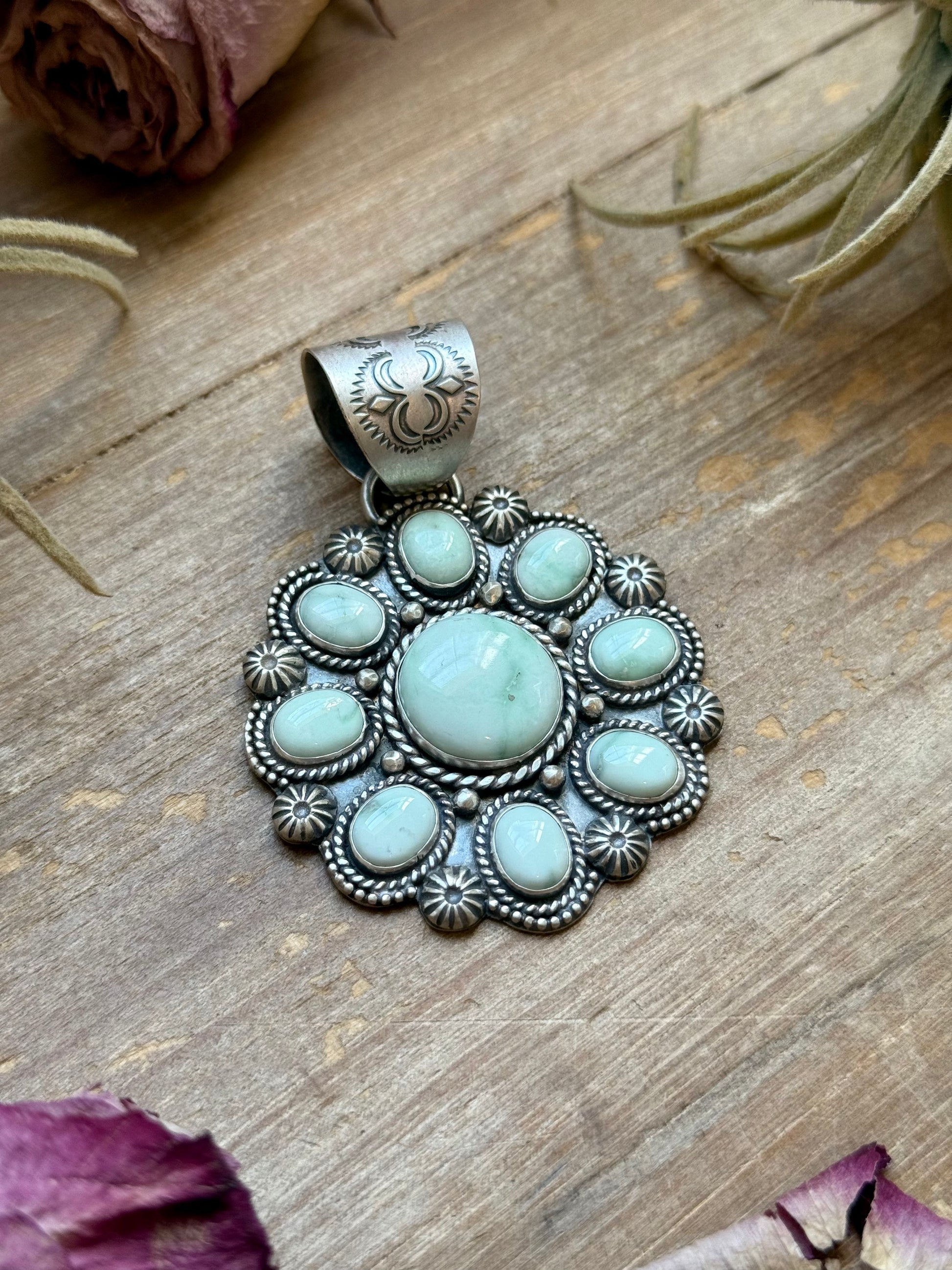Sterling Silver Paloma Variscite Cluster Pendant – Handmade by Artist Shay Pfeiffer