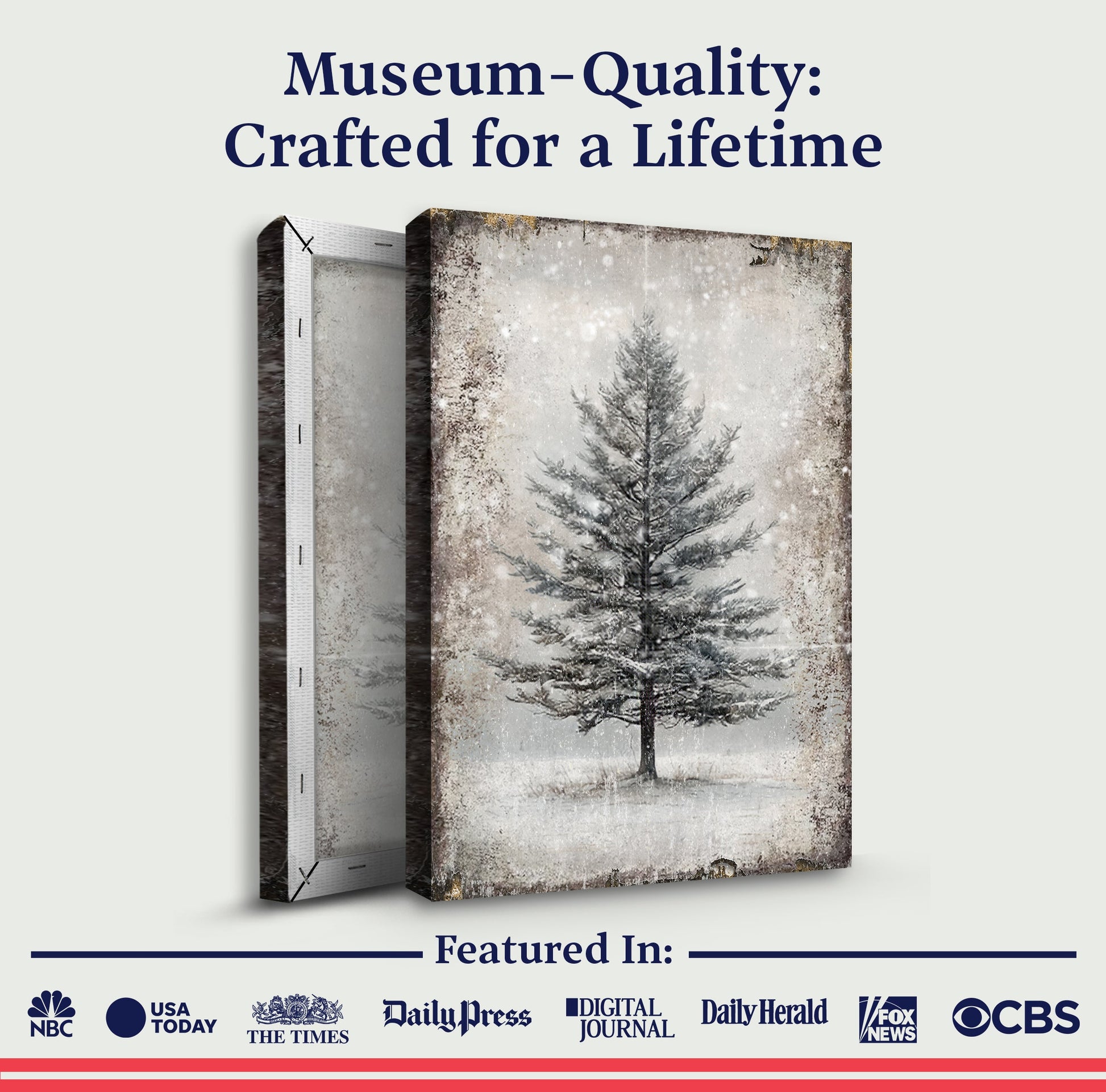 Vintage Christmas Tree Wall Art with Free Personalized Christmas Card