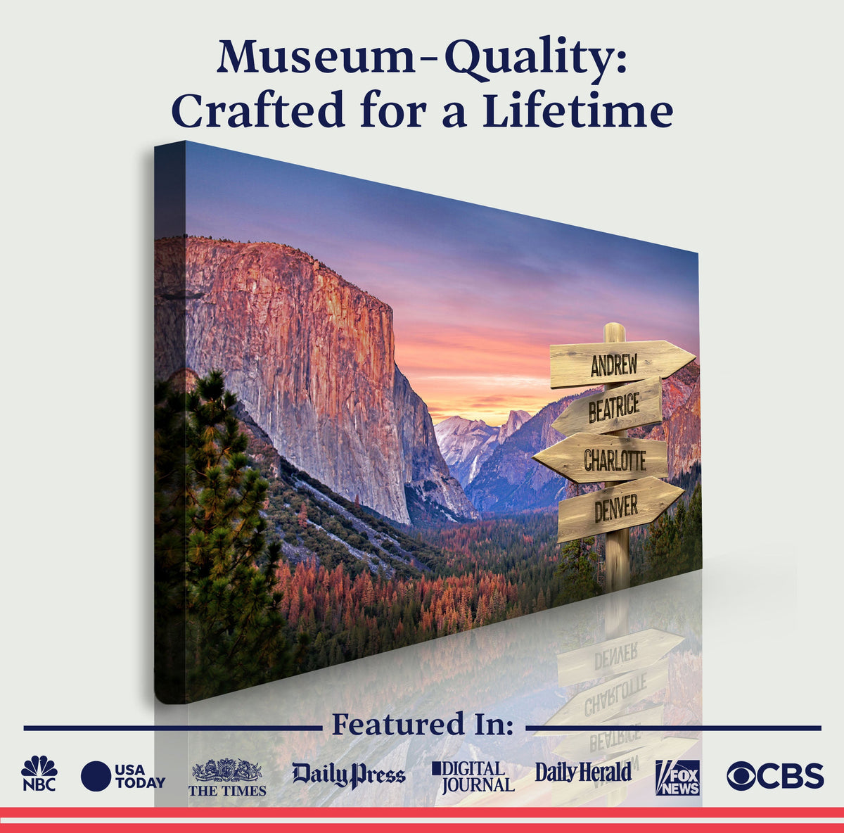 Yosemite Sunset Family Names Sign