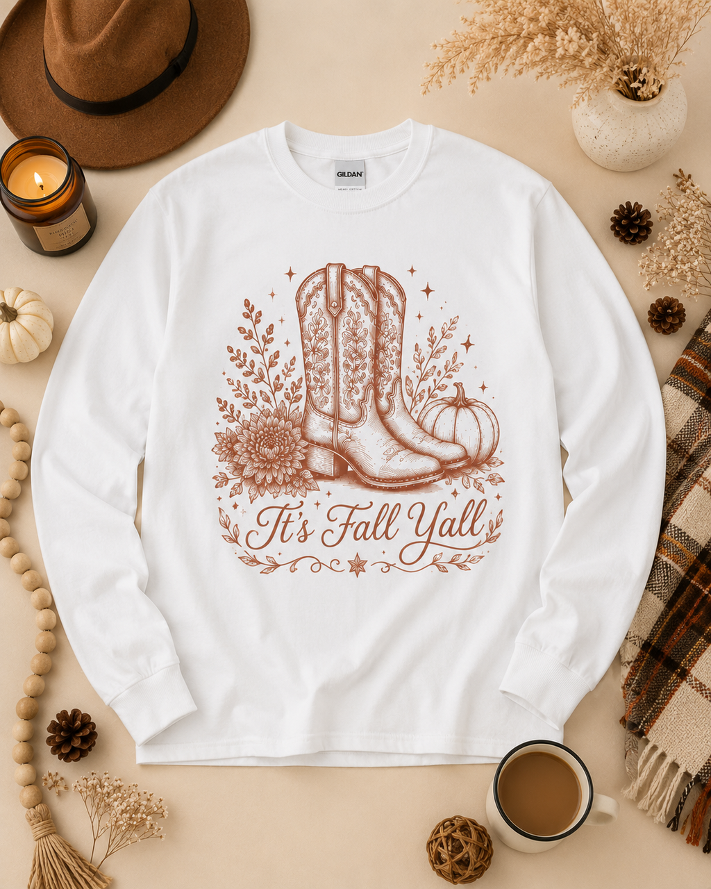 It's Fall Y'all Boots Graphic Long Sleeve T-Shirt