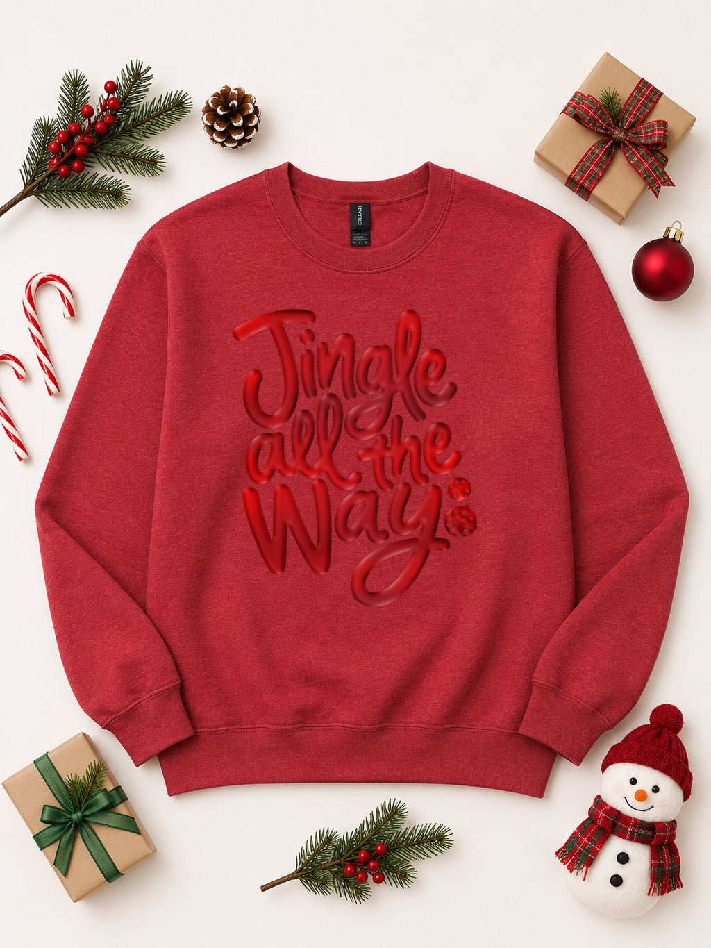 Jingle All The Way Christmas Puff Graphic Sweatshirt