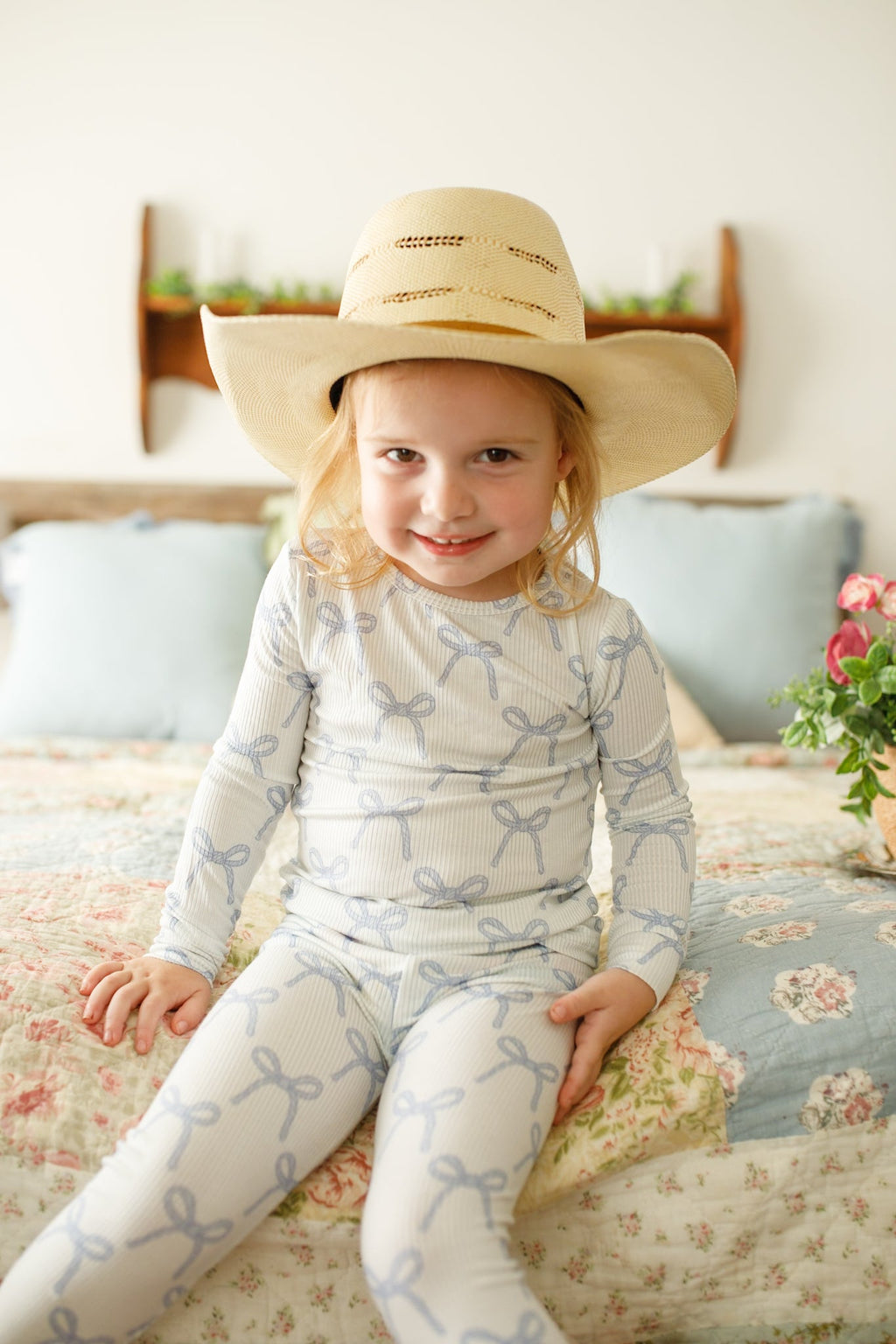 Blue Belle 2pc Ribbed Bamboo Pajamas