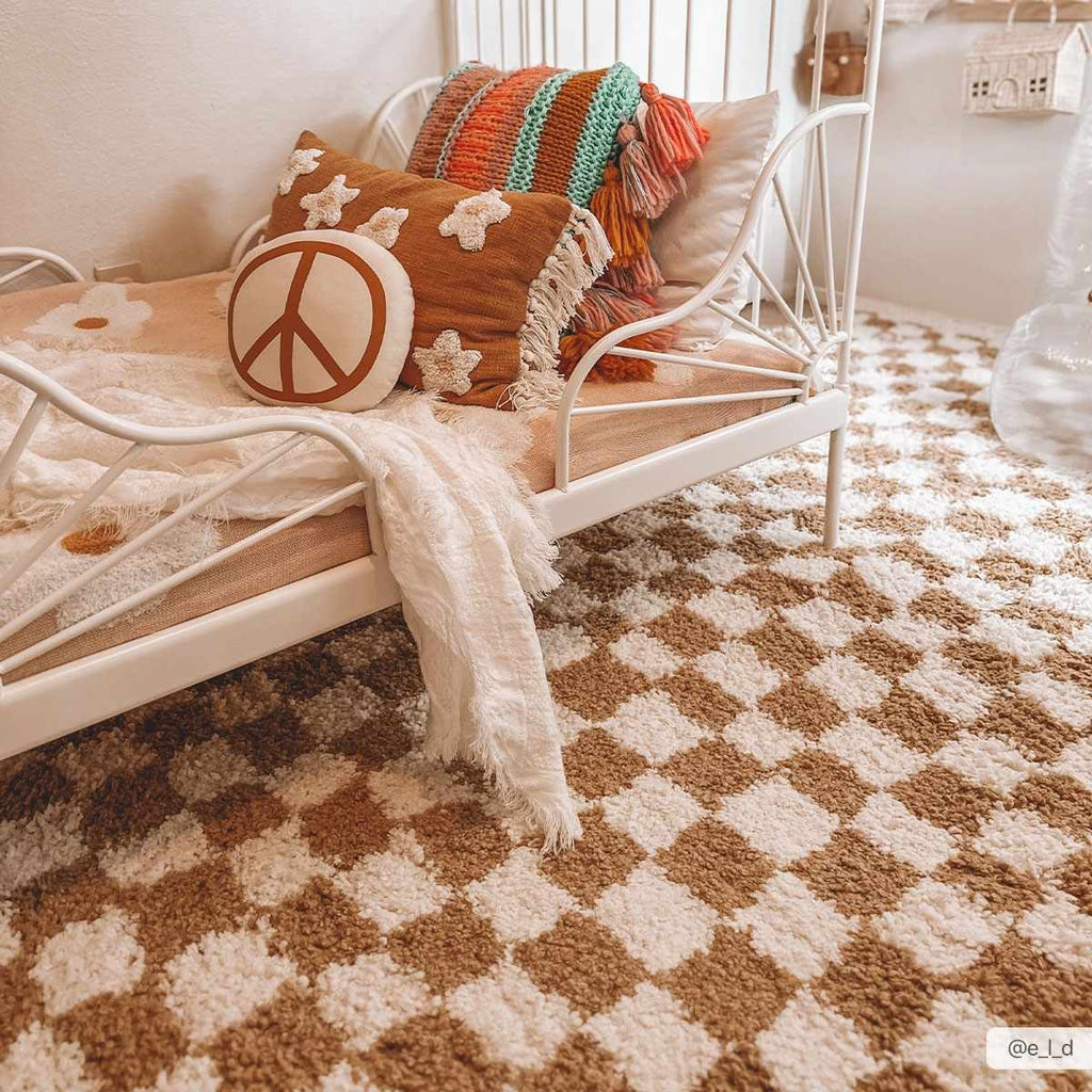 Kieu Mustard & Ivory Checkered Area Rug